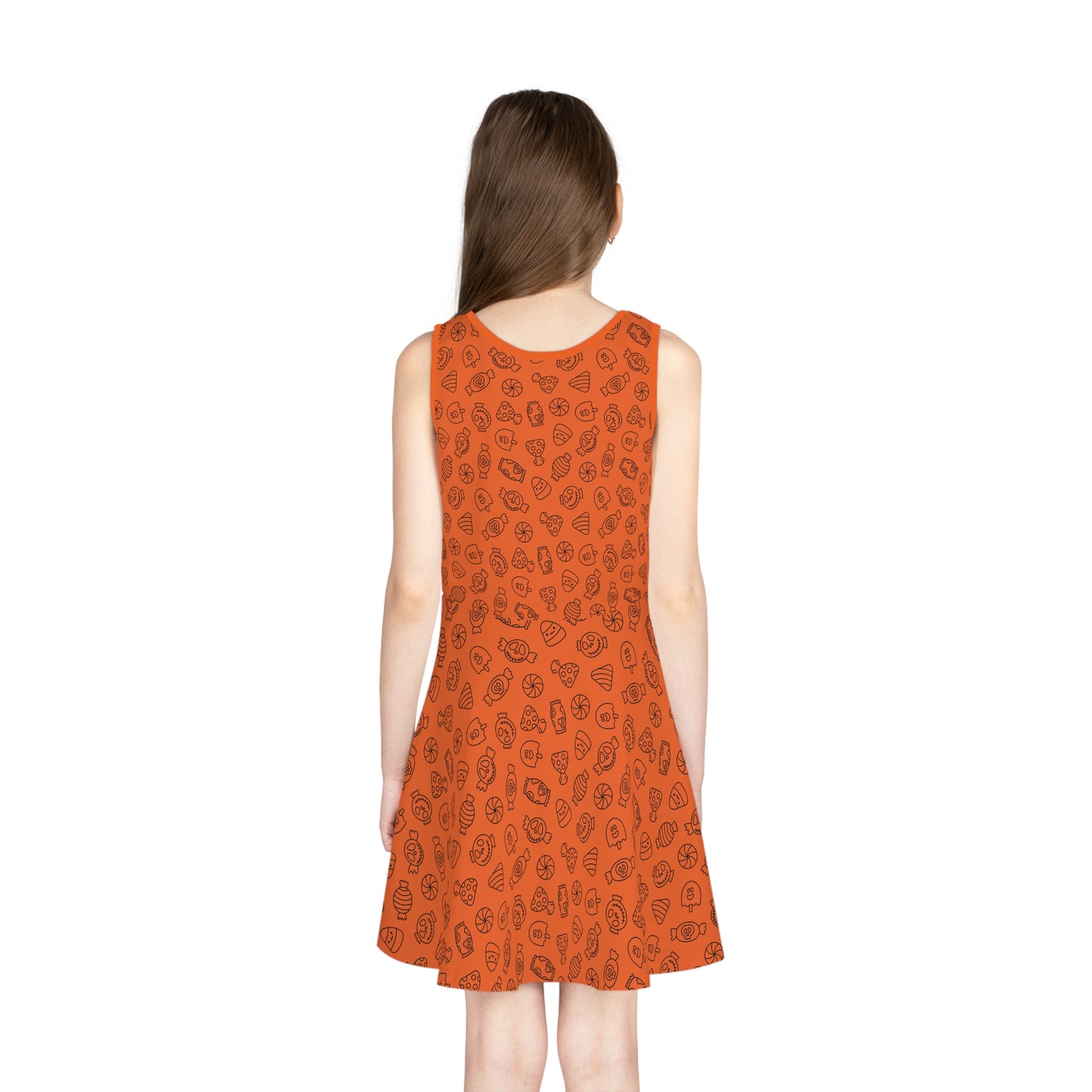 Orange Halloween Candy Girls' Sleeveless Sundress (AOP)