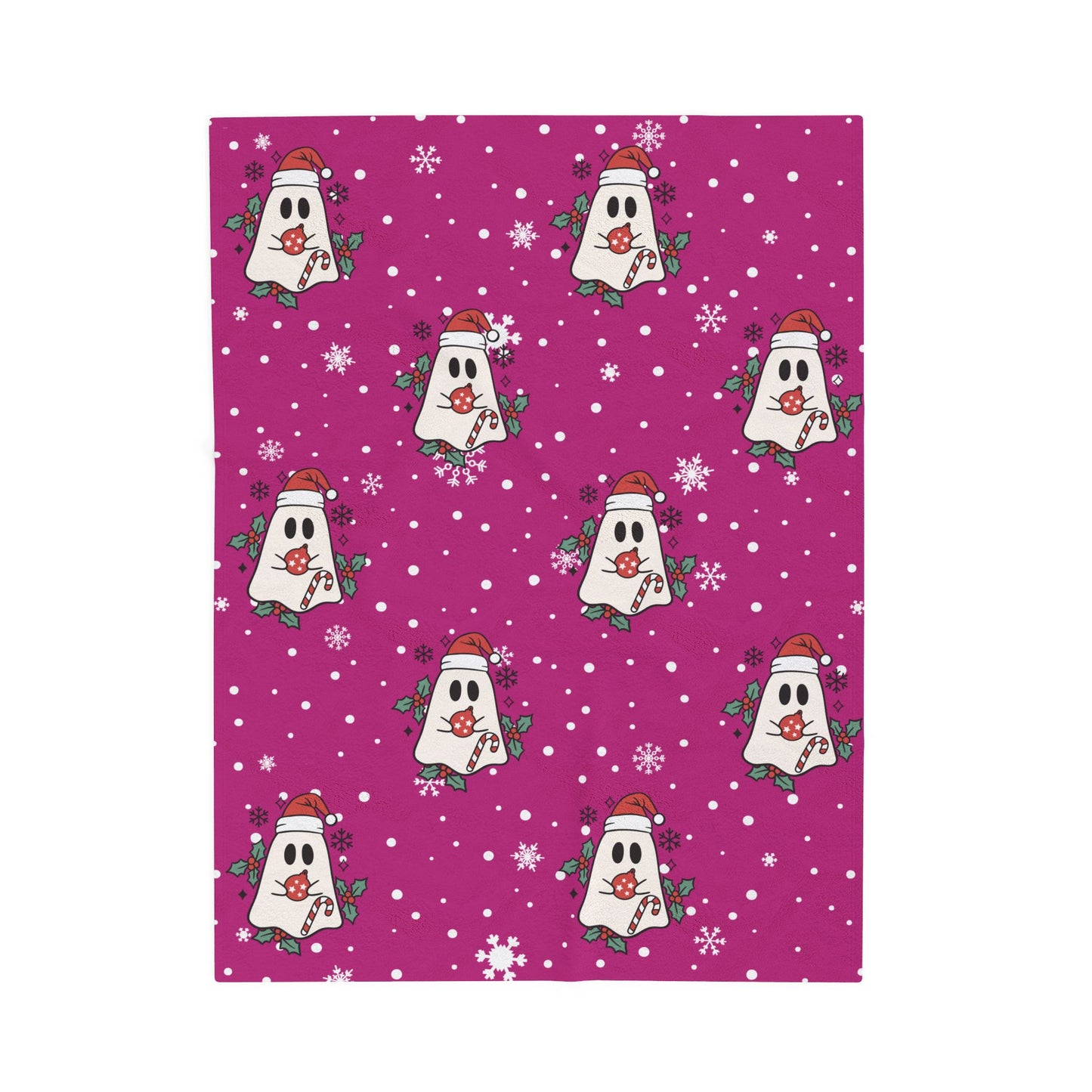 Festive Spirits Pink Velveteen Plush Blanket