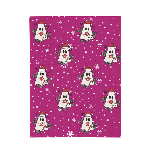 Festive Spirits Pink Velveteen Plush Blanket
