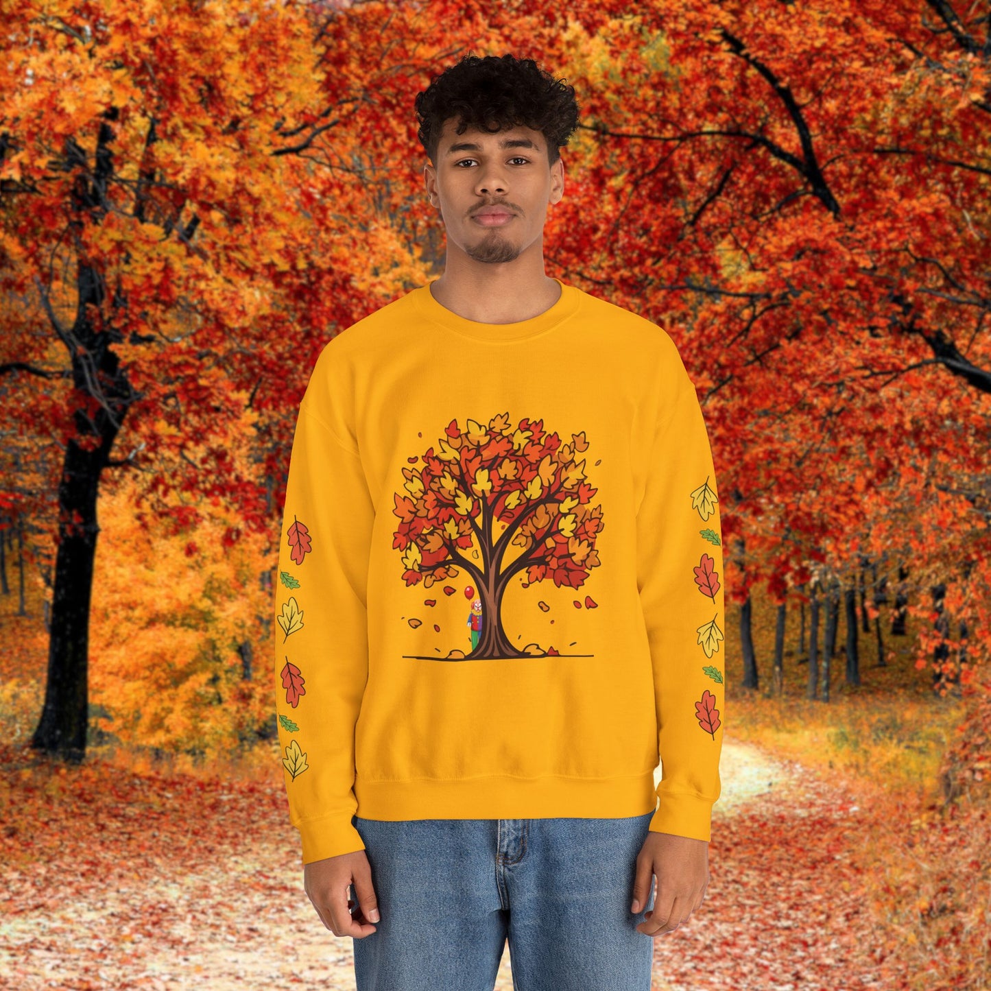 Autumnal Leaves Sweatshirt - Cozy Fall Crewneck for Nature Lovers, Perfect Gift for Thanksgiving, Casual Wear, and Seasonal Celebrations