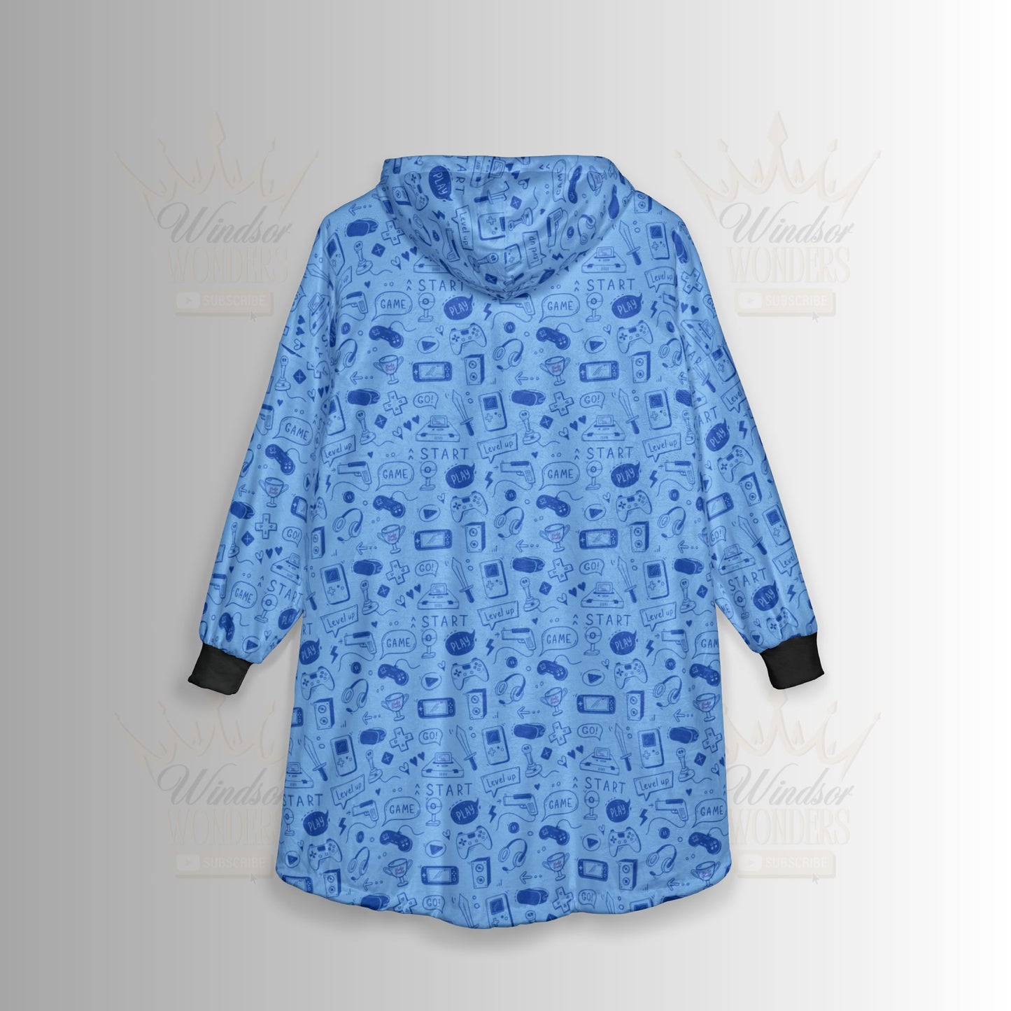 Gaming Hooded Blanket - Cozy Wearable Throw with Pocket