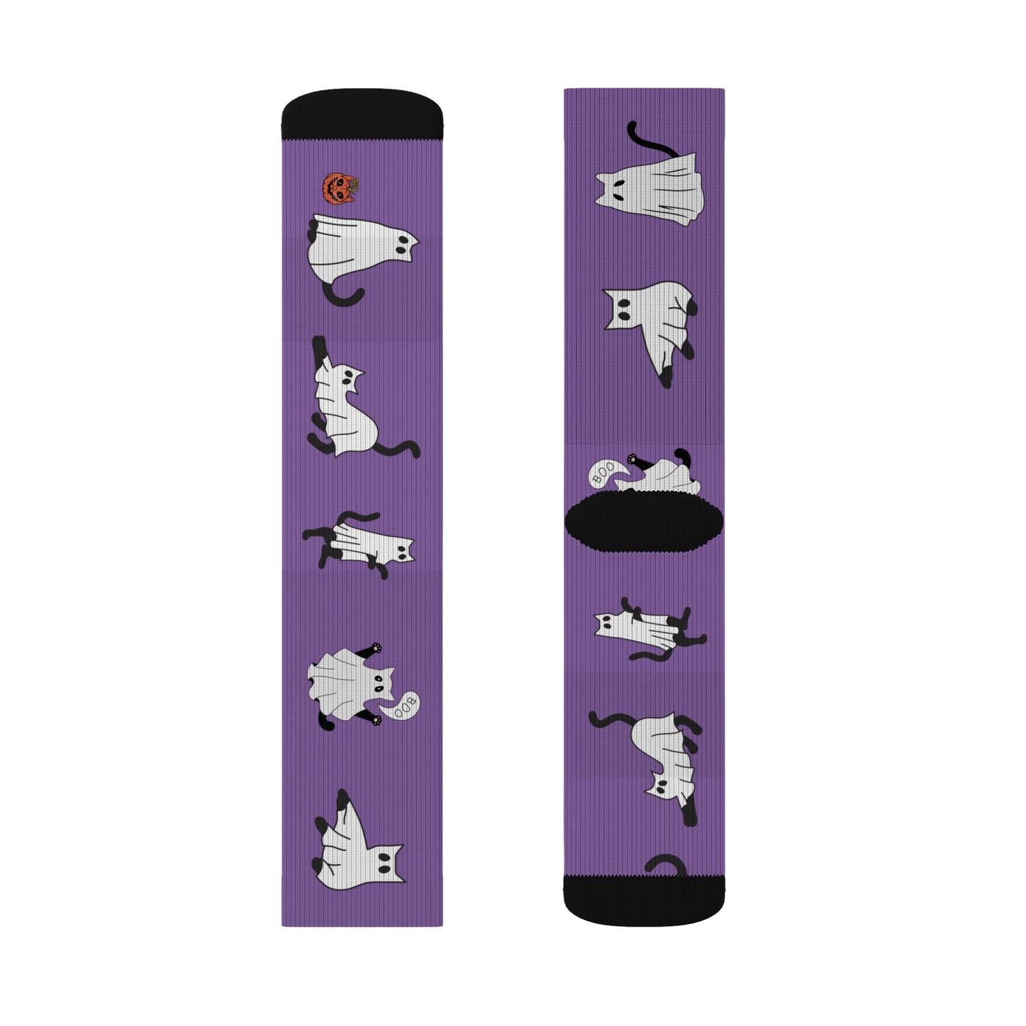 Windsor Wonders Light Purple Halloween Ghost Cats Sublimation Socks