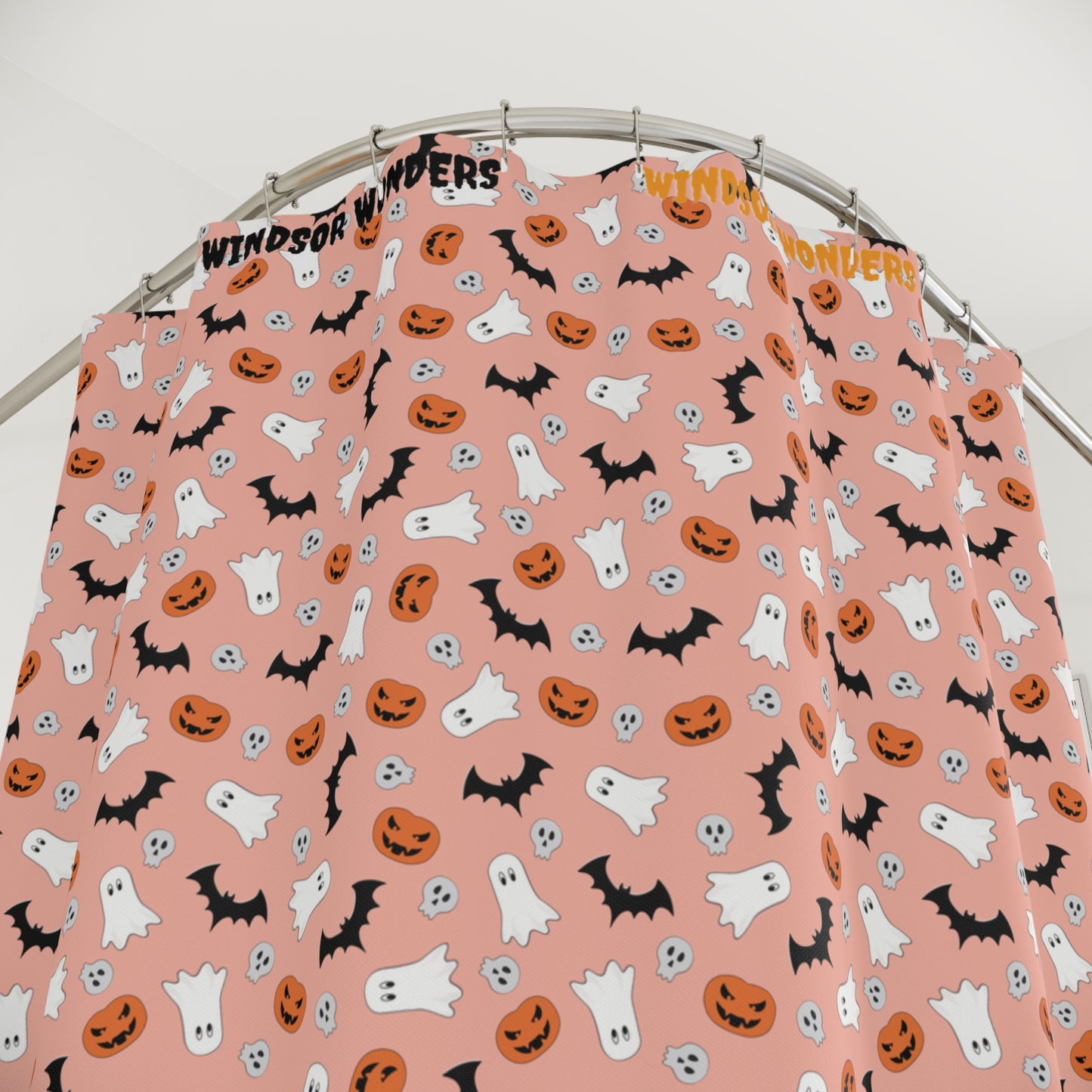 Windsor Wonders Orange Halloween Shower Curtain