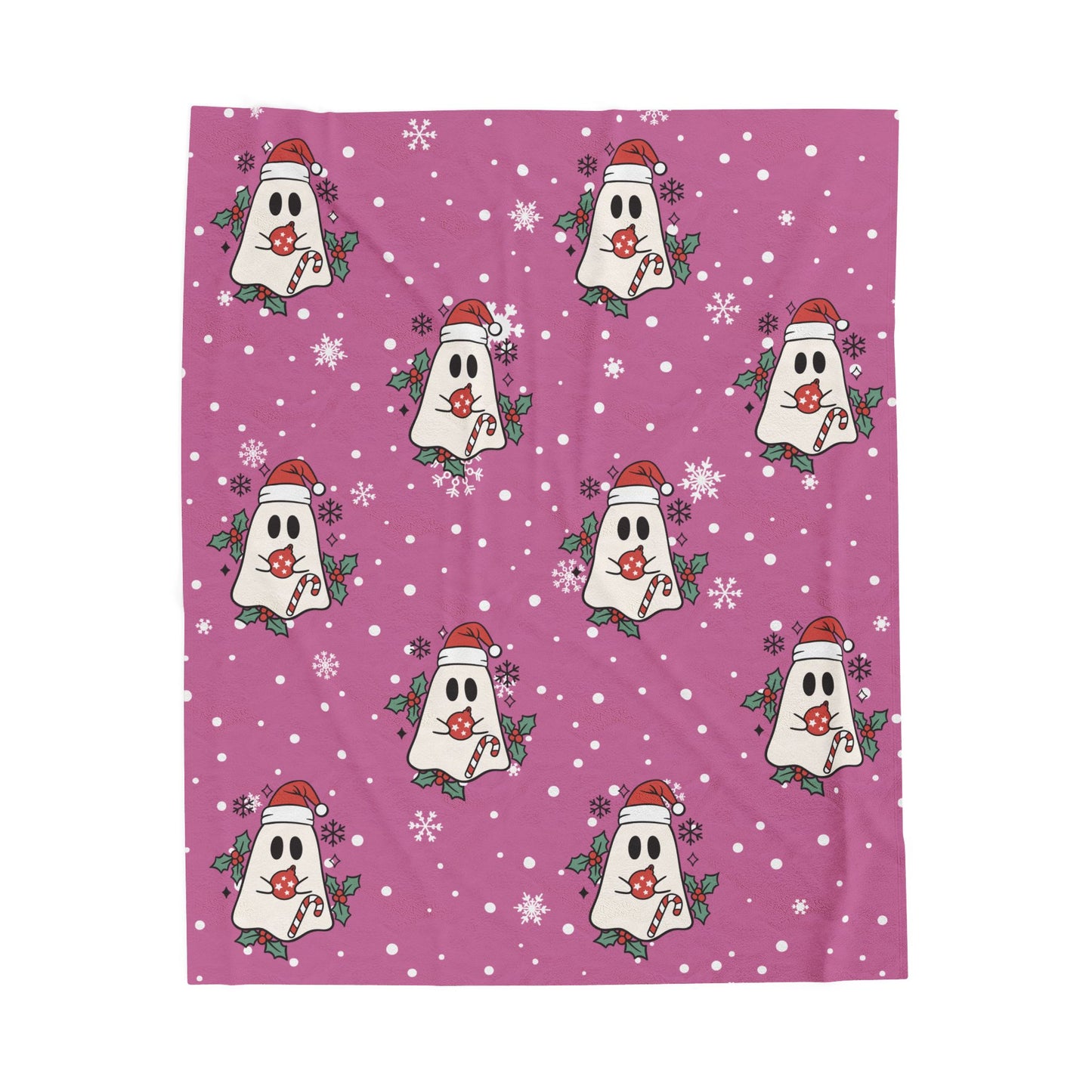 Festive Spirits Light Pink Velveteen Plush Blanket