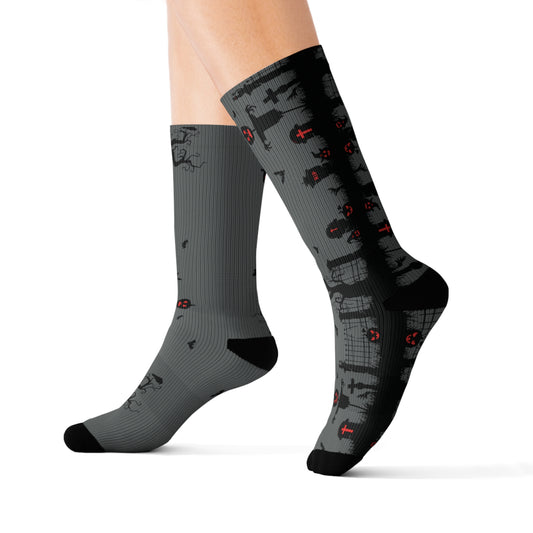 Windsor Wonders Dark Grey Graveyard Sublimation Socks