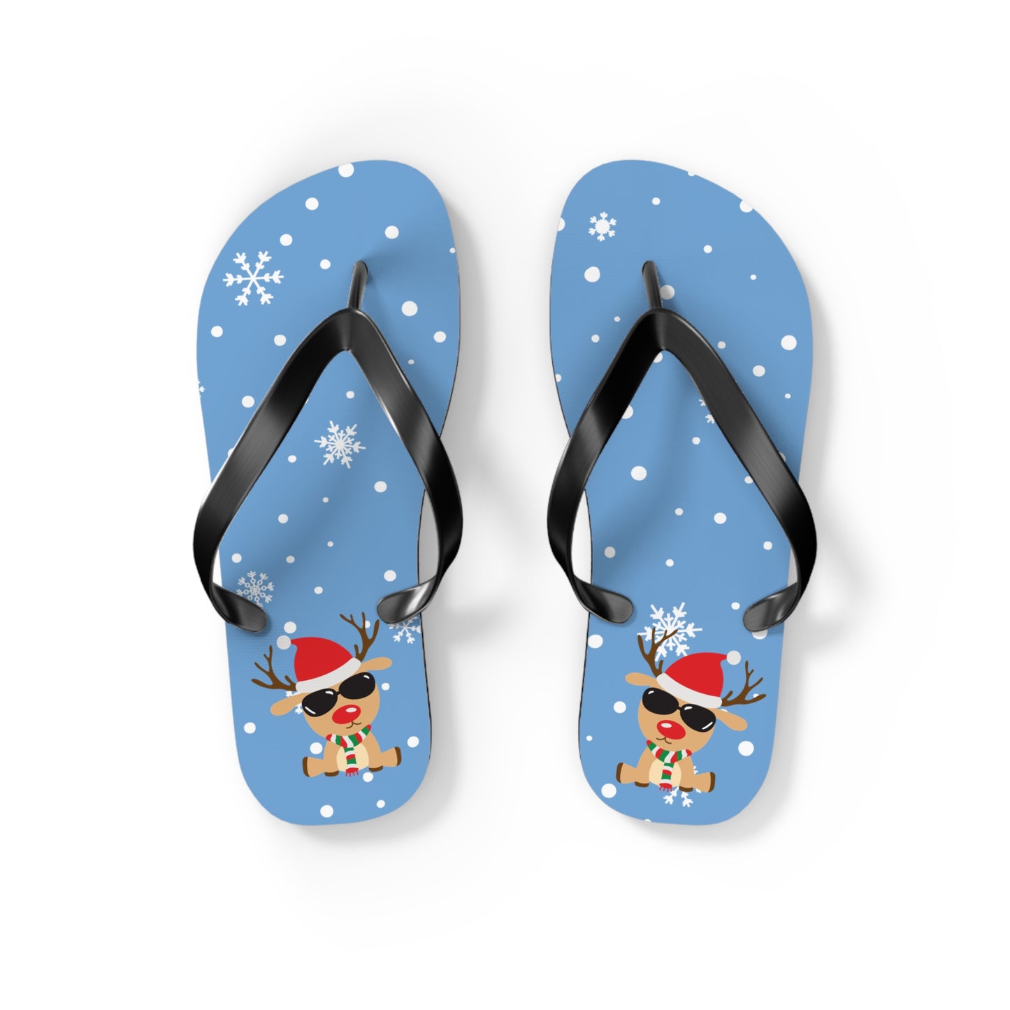 Cool Reindeer Flip Flops Light Blue