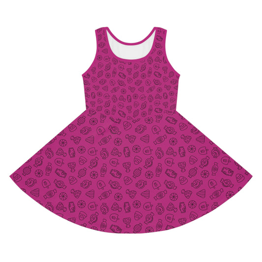 Pink Halloween Candy Girls' Sleeveless Sundress (AOP)