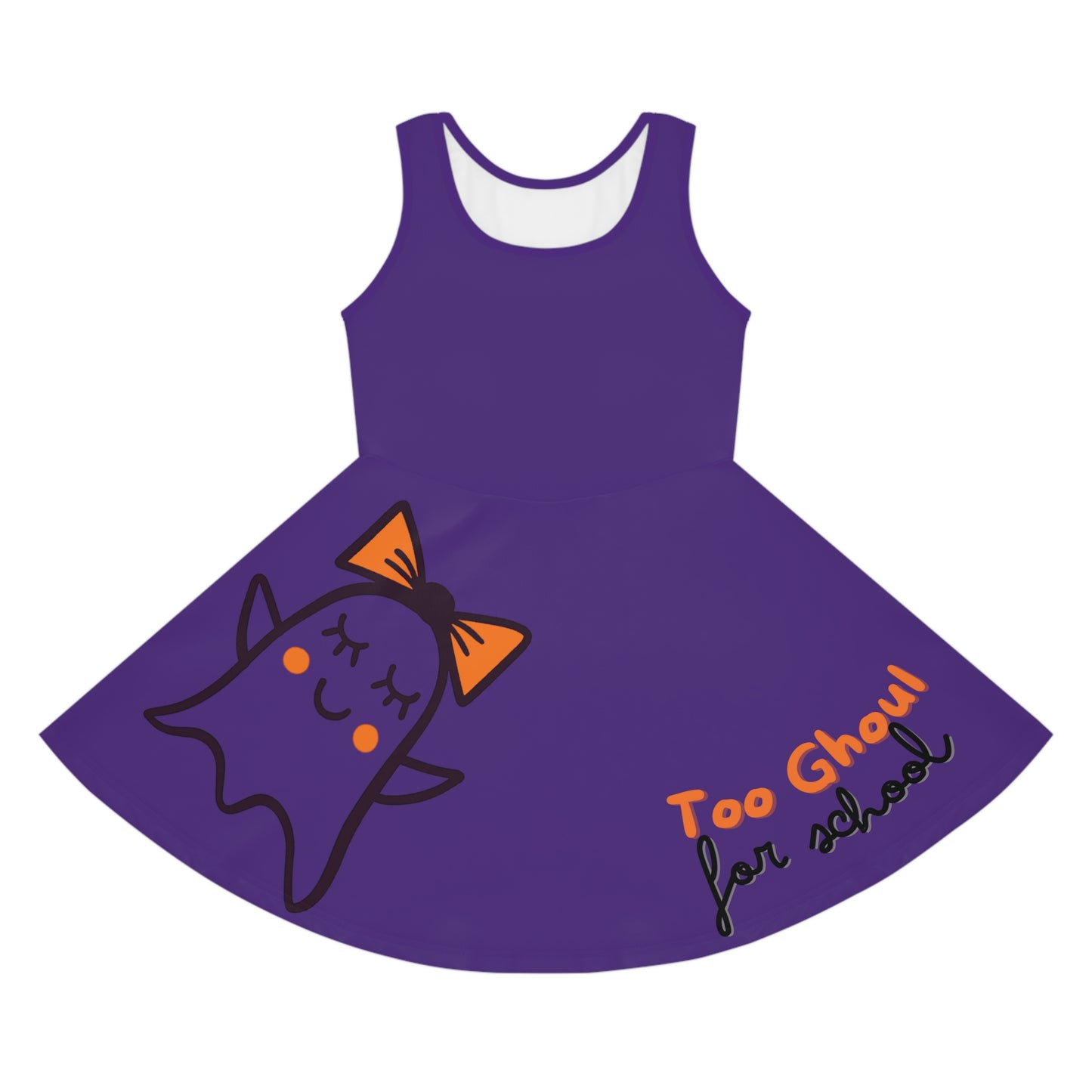 Purple Too Ghoul For School Cute Ghost Girls' Sleeveless Sundress (AOP)