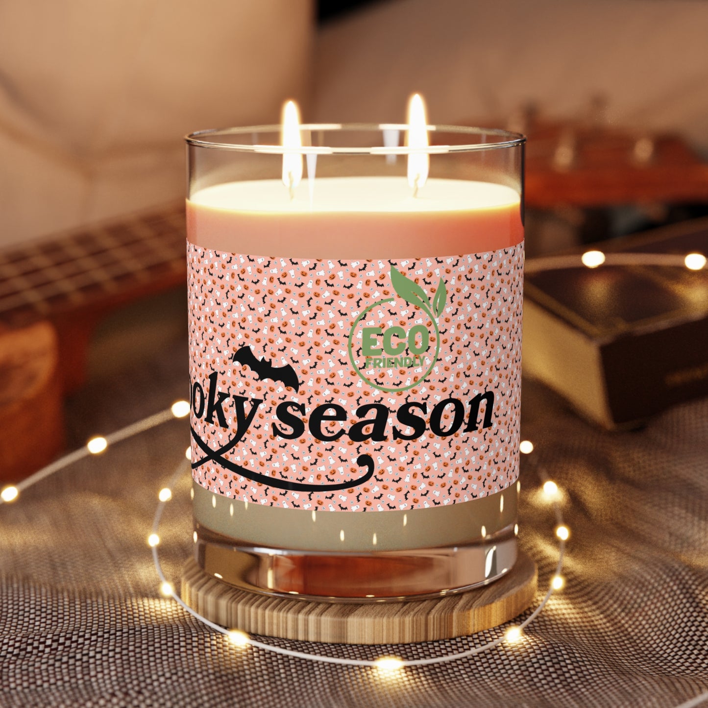 Scented Candle - Full Glass, 11oz, Orange Halloween wrapped