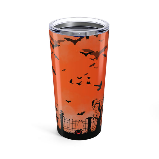 Orange Graveyard Halloween Tumbler 20oz