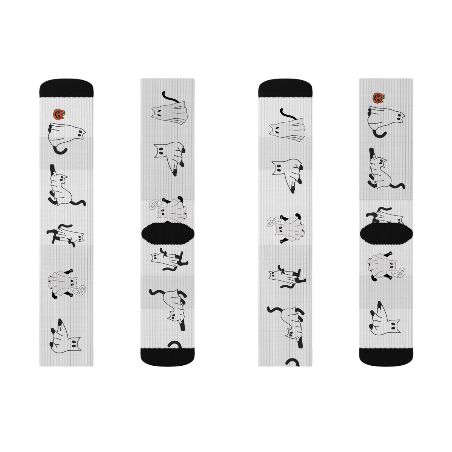 Windsor Wonders White Halloween Ghost Cats Sublimation Socks