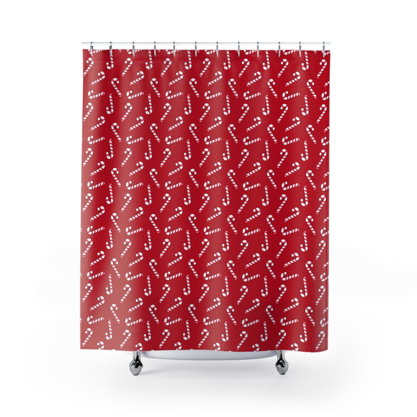 Dark Red Candy Cane Shower Curtains