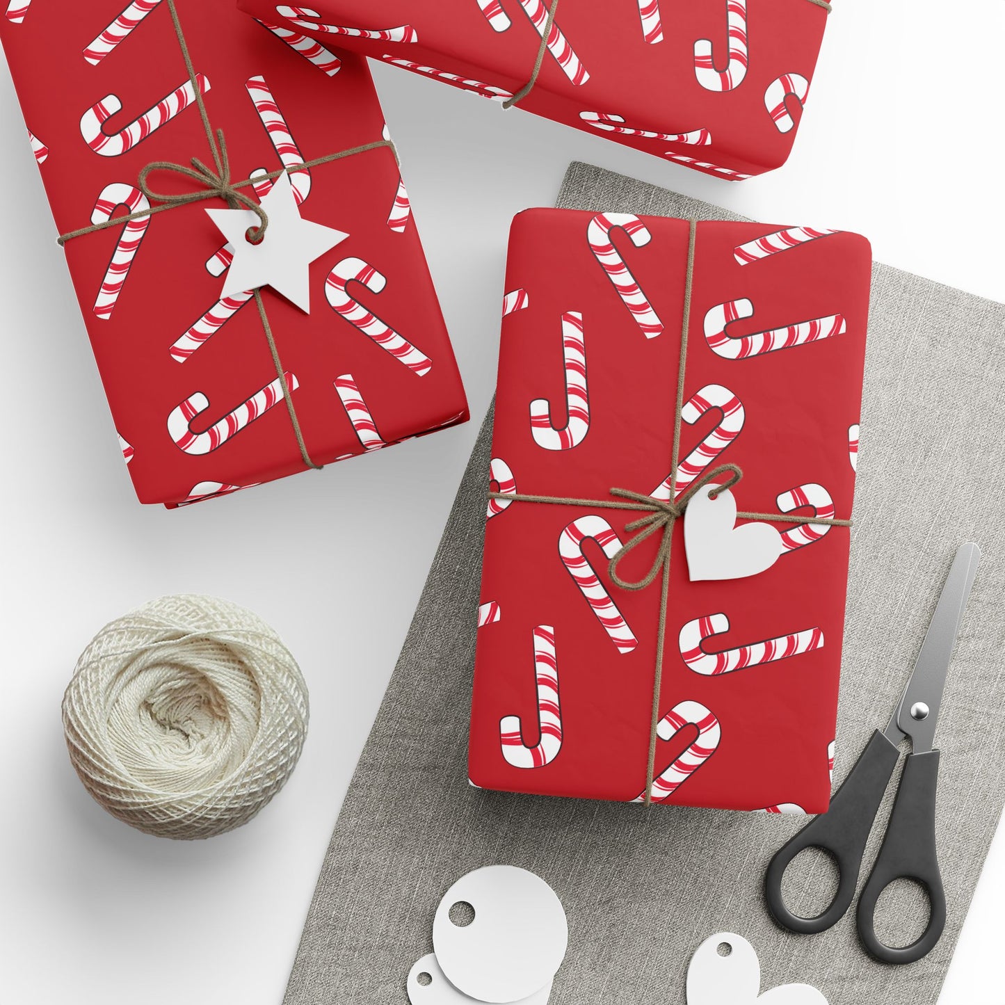 Dark Red Candy Cane Wrapping Papers