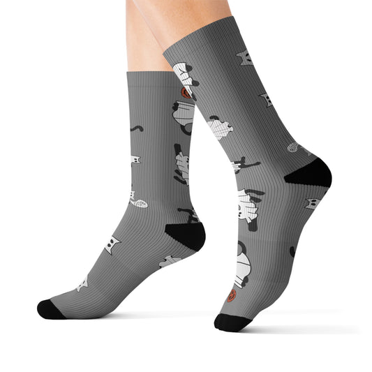 Windsor Wonders Grey Halloween Ghost Cats Sublimation Socks