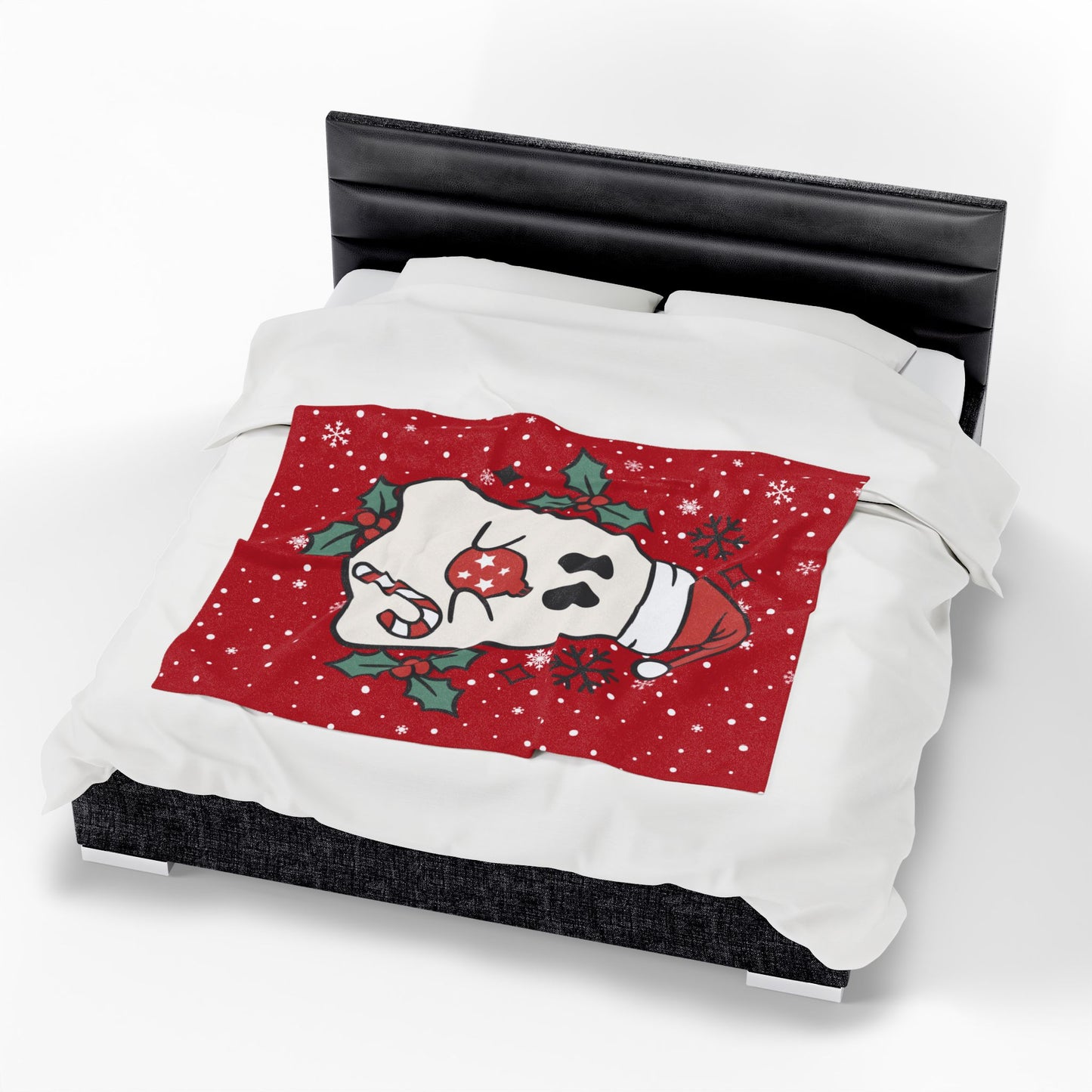 Big Festive Spirits Dark Red Velveteen Plush Blanket