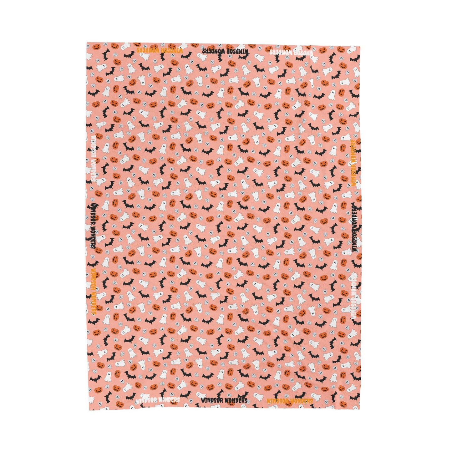 Windsor Wonders Orange Halloween Velveteen Plush Blanket