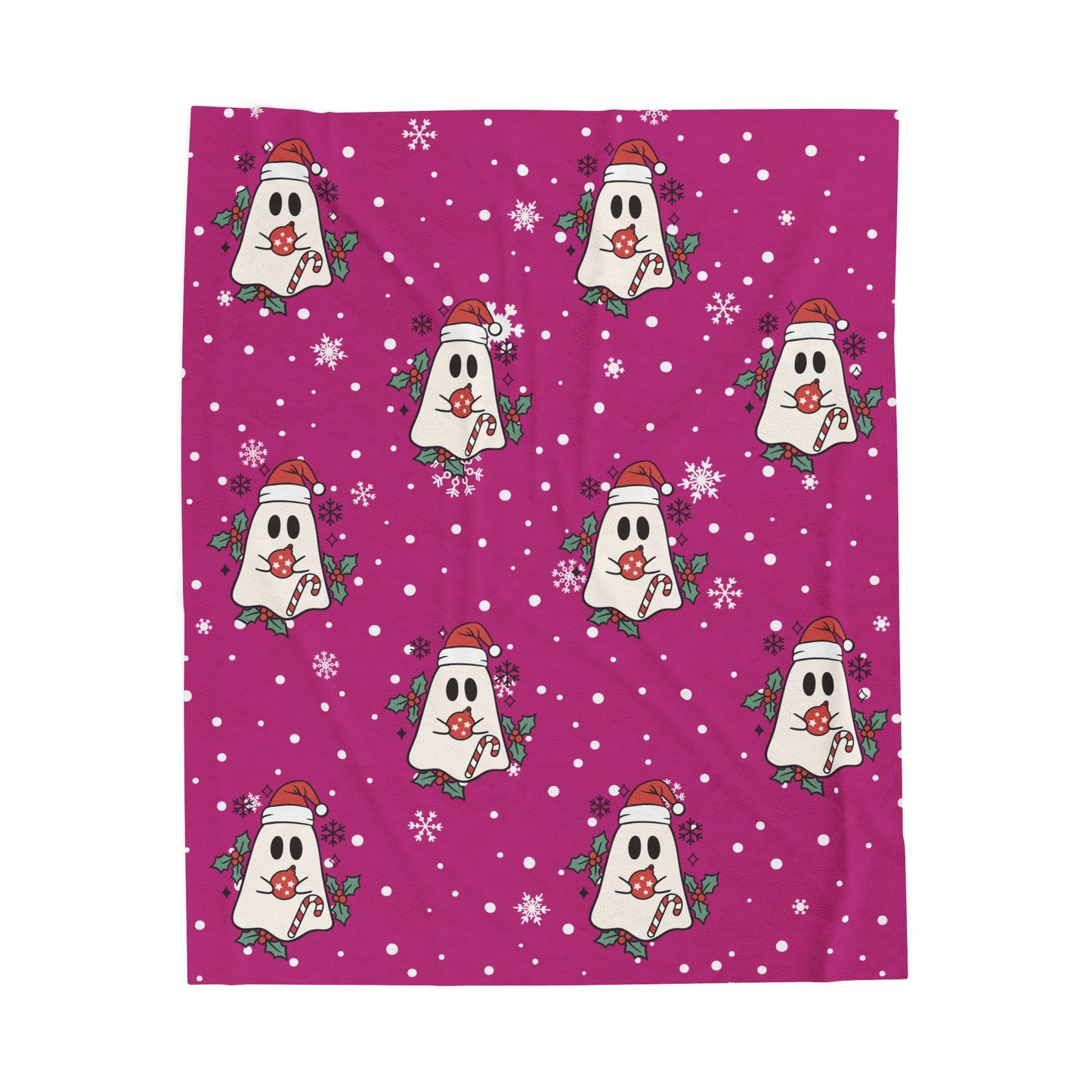 Festive Spirits Pink Velveteen Plush Blanket