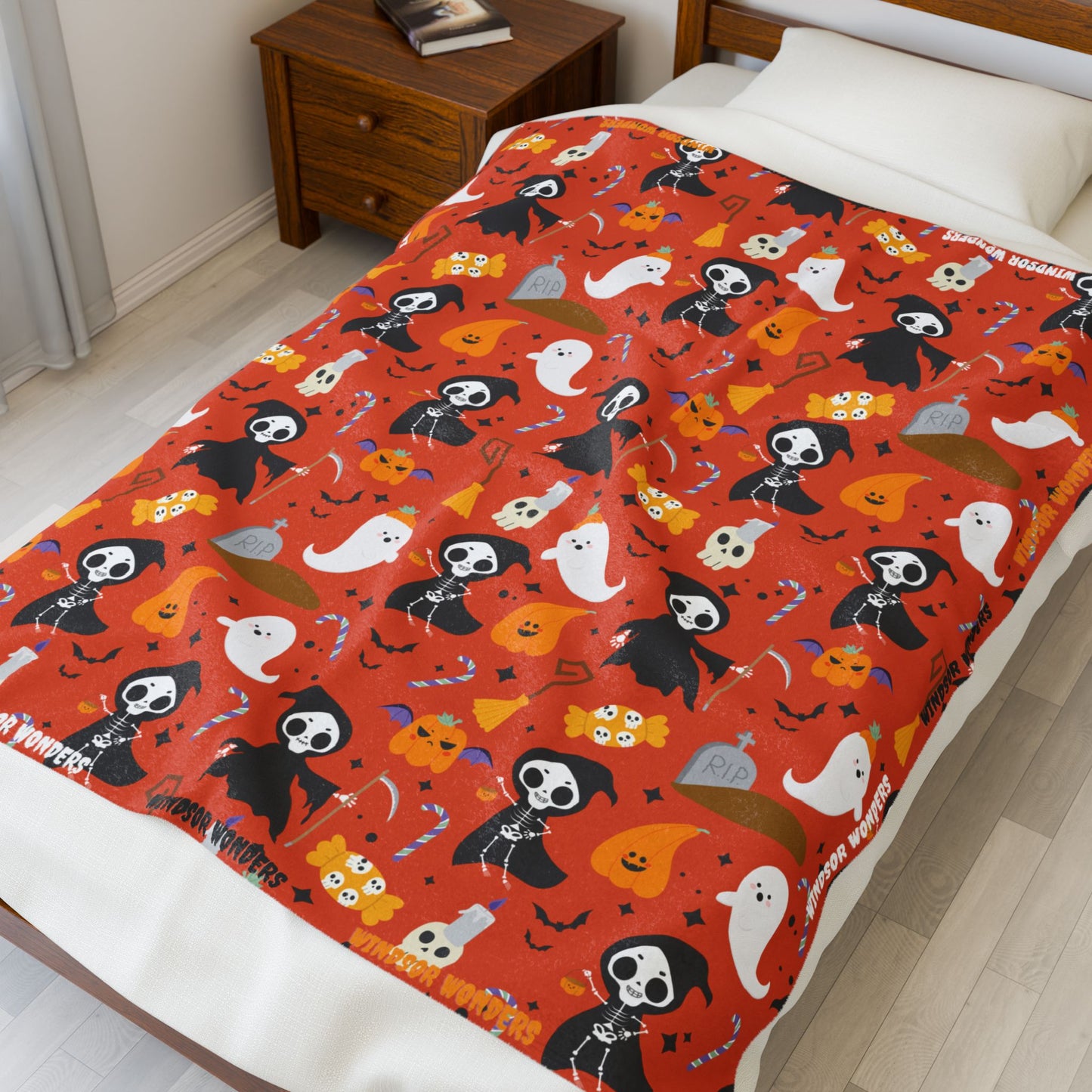 Windsor Wonders Reaper Halloween Velveteen Plush Blanket