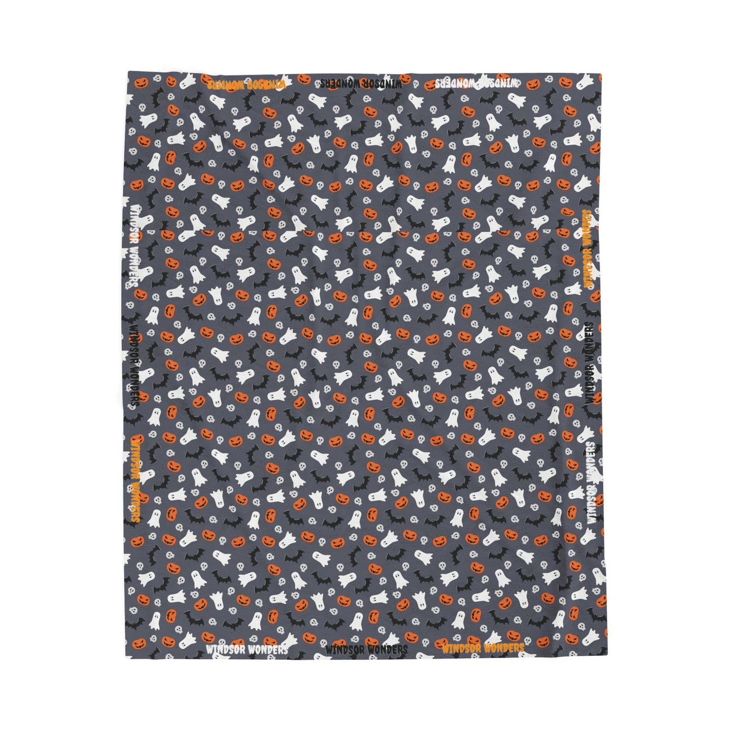 Windsor Wonders Dark Grey Halloween Velveteen Plush Blanket