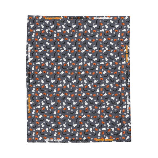 Windsor Wonders Dark Grey Halloween Velveteen Plush Blanket