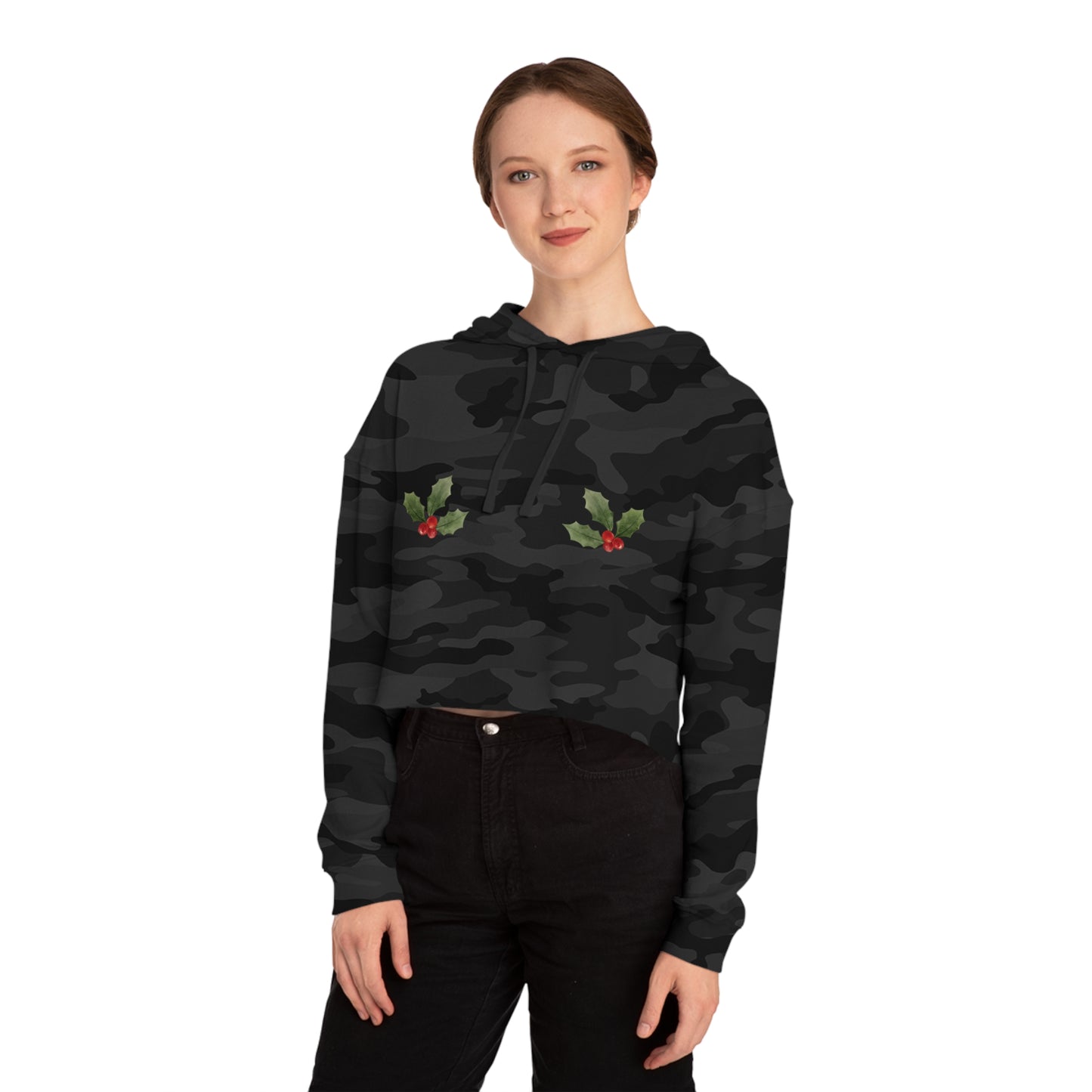 Holly Berries Women’s Cropped Hooded Sweatshirt
