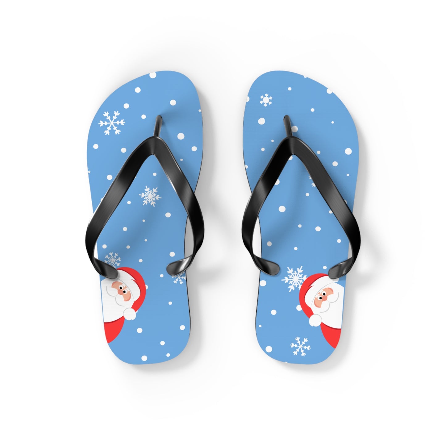 Santa's Watching Flip Flops Light Blue