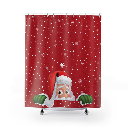 Santa Dark Red Shower Curtains