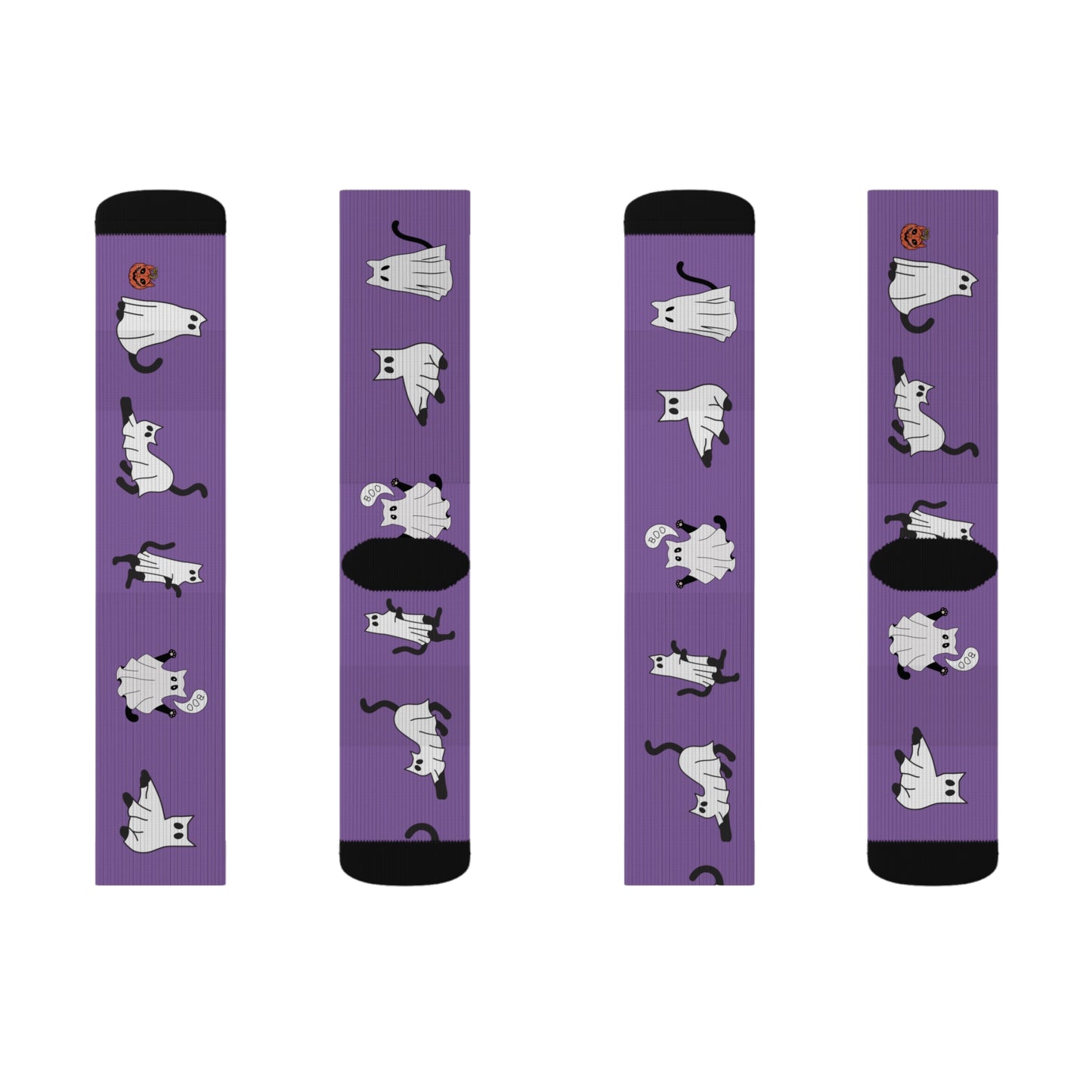 Windsor Wonders Light Purple Halloween Ghost Cats Sublimation Socks