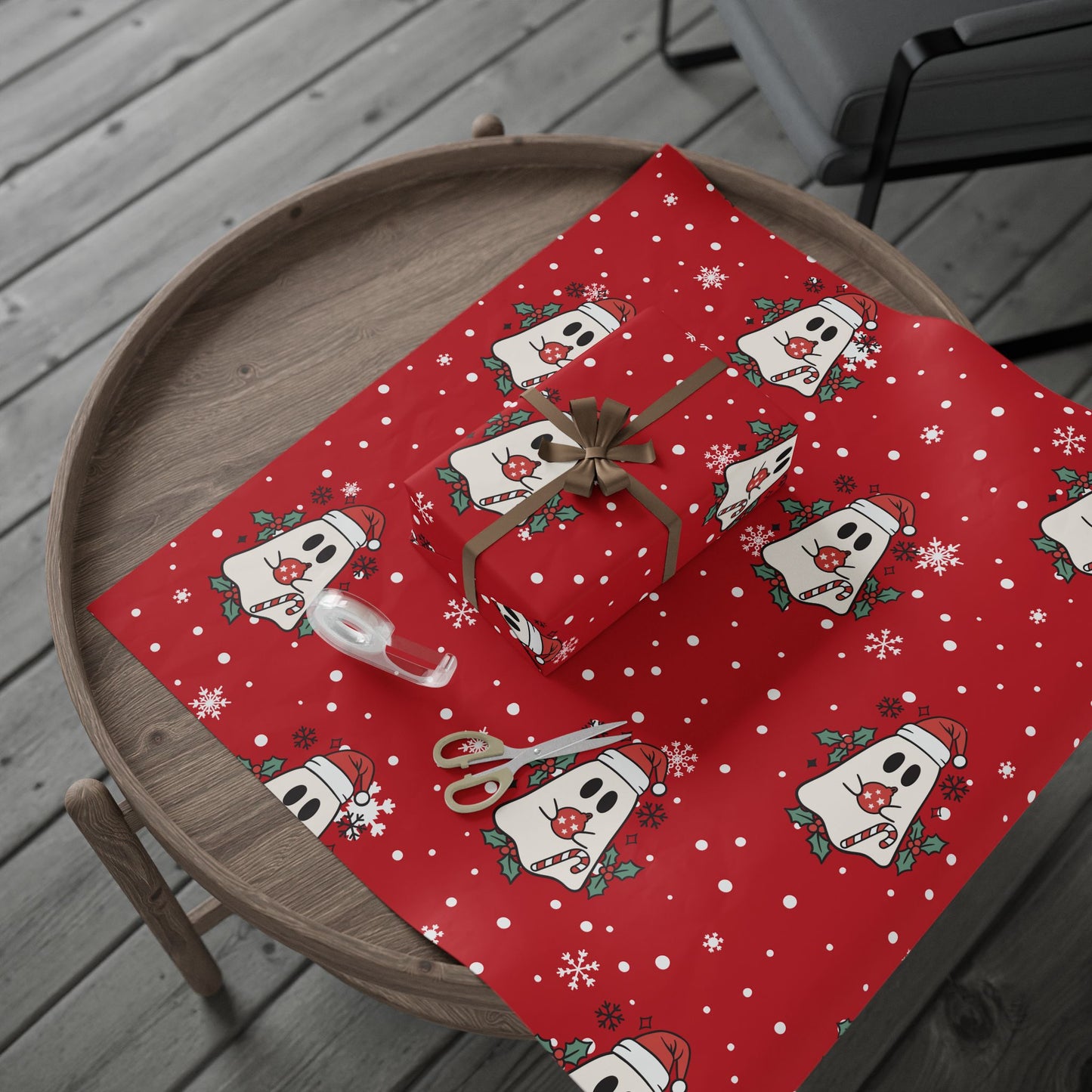 Festive Spirits Wrapping Papers Dark Red