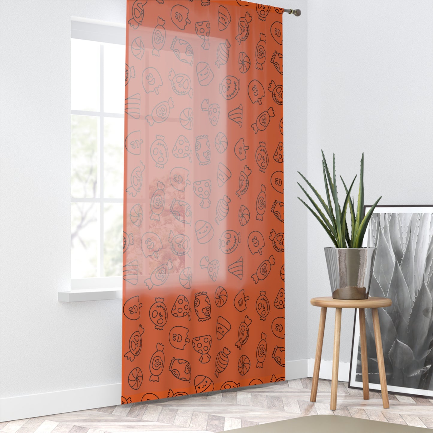 Windsor Wonders Orange Halloween Candy Window Curtain