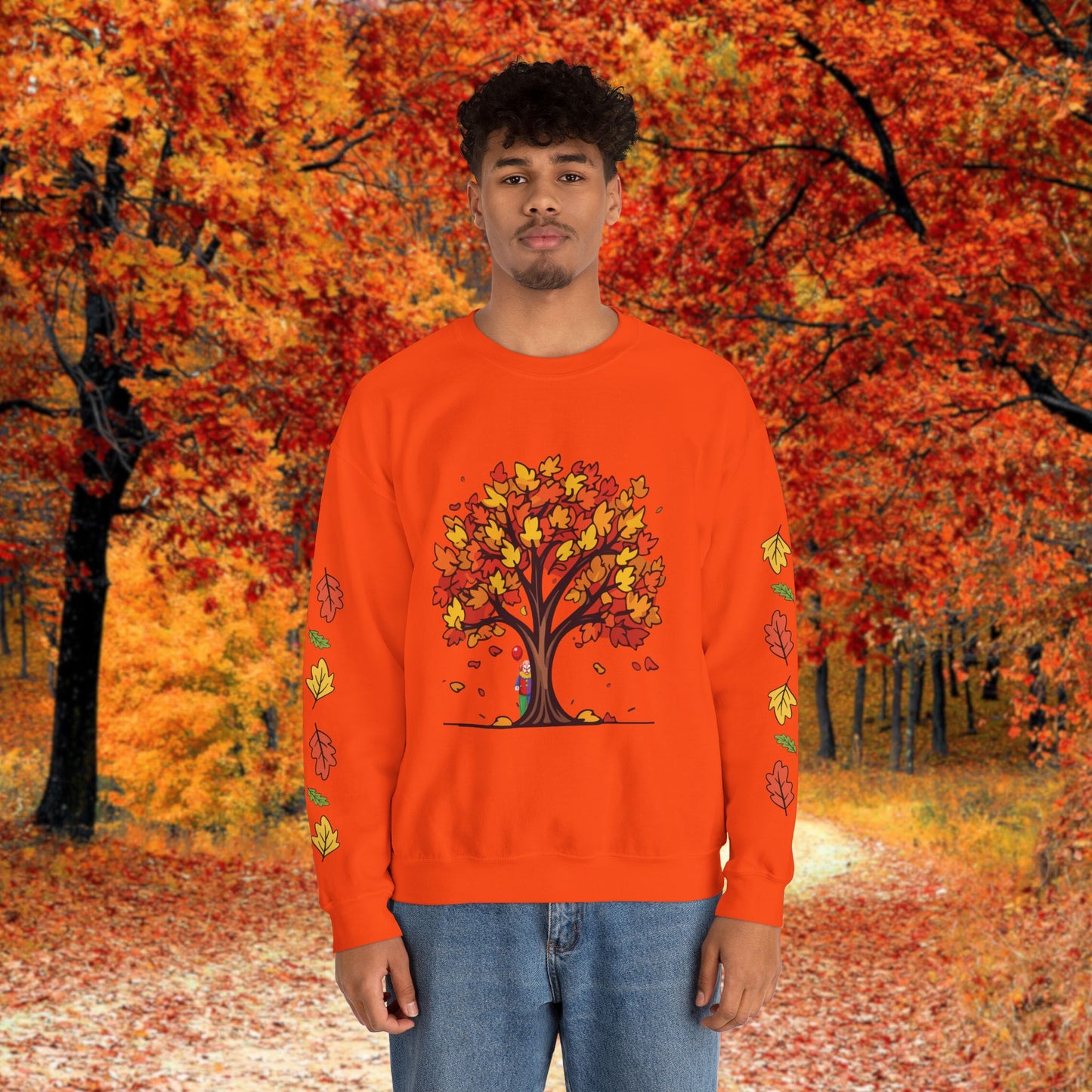 Autumnal Leaves Sweatshirt - Cozy Fall Crewneck for Nature Lovers, Perfect Gift for Thanksgiving, Casual Wear, and Seasonal Celebrations