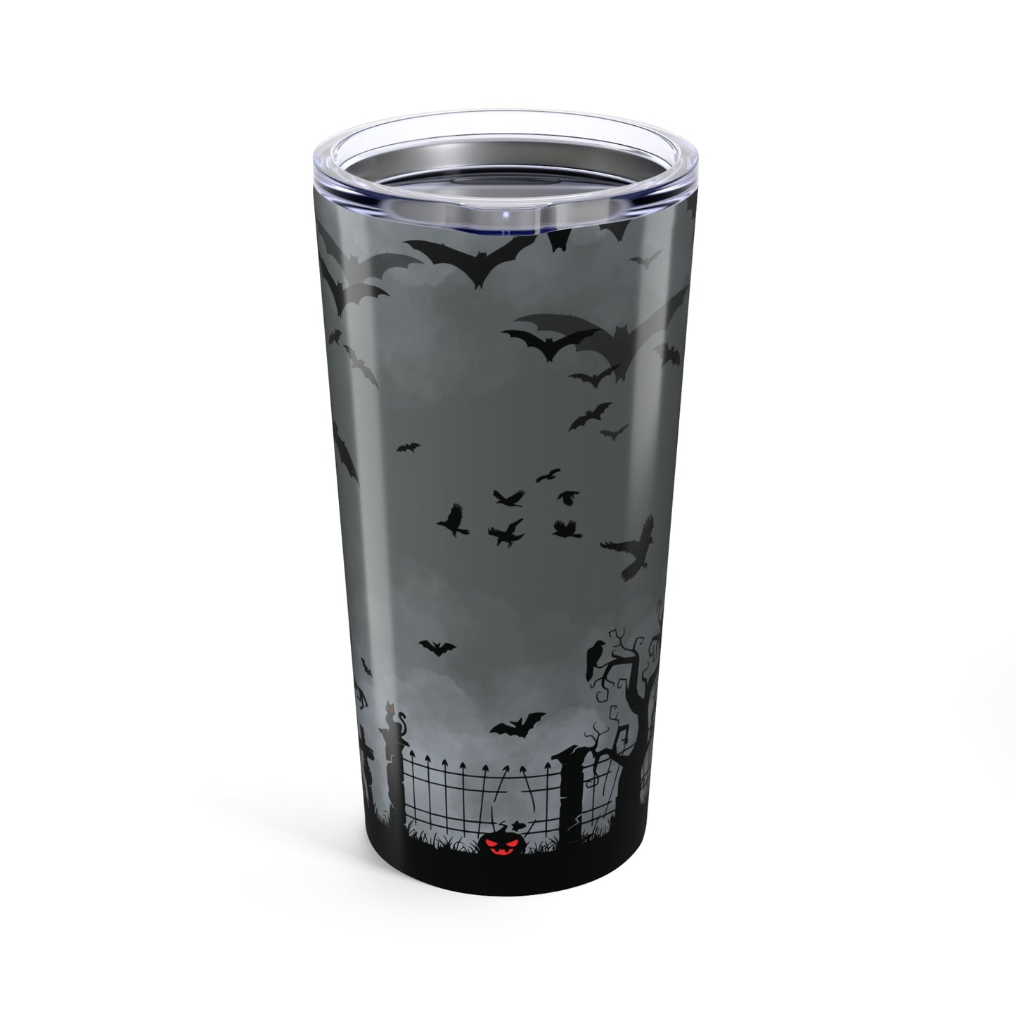 Dark Grey Graveyard Halloween Tumbler 20oz