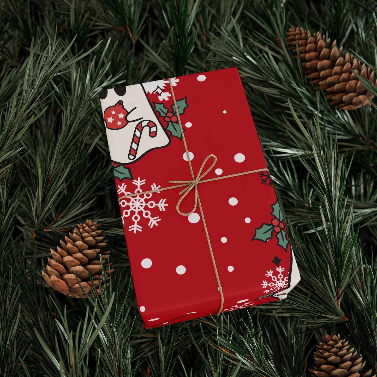 Festive Spirits Wrapping Papers Dark Red