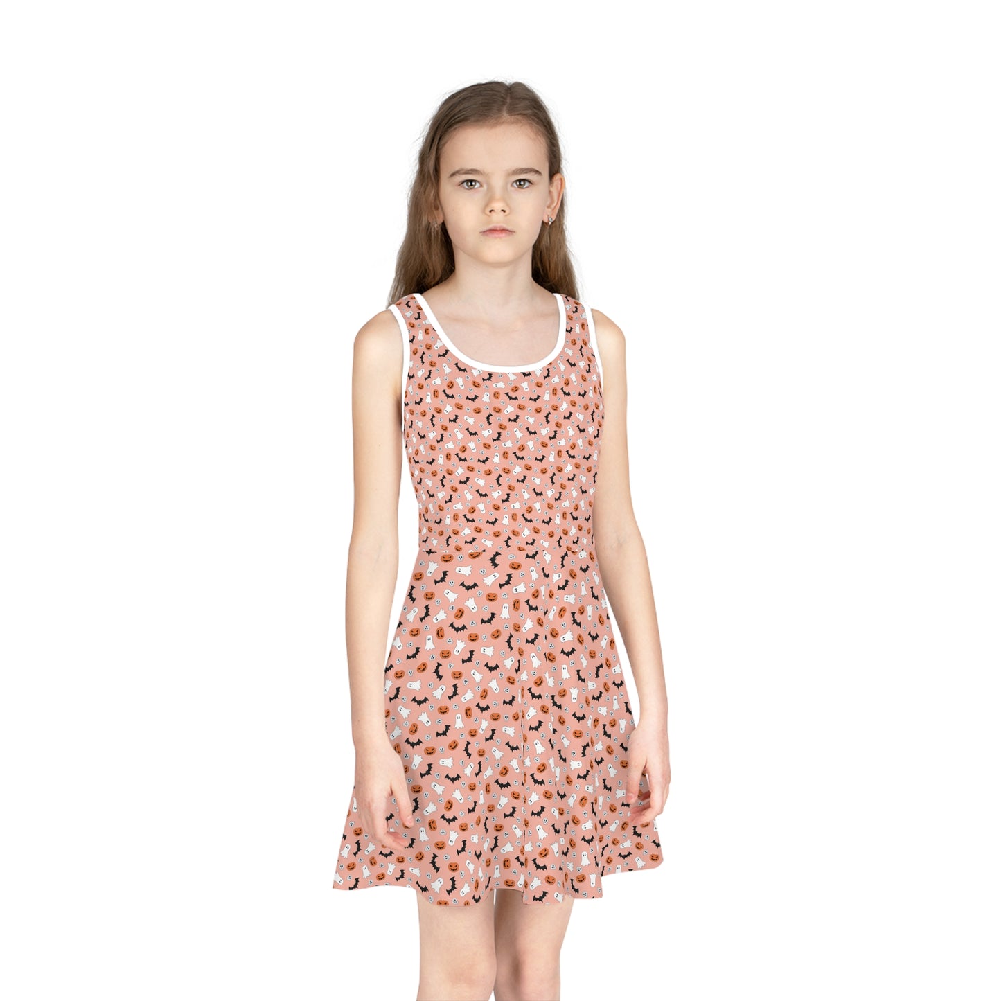 Orange Halloween Girls' Sleeveless Sundress (AOP)