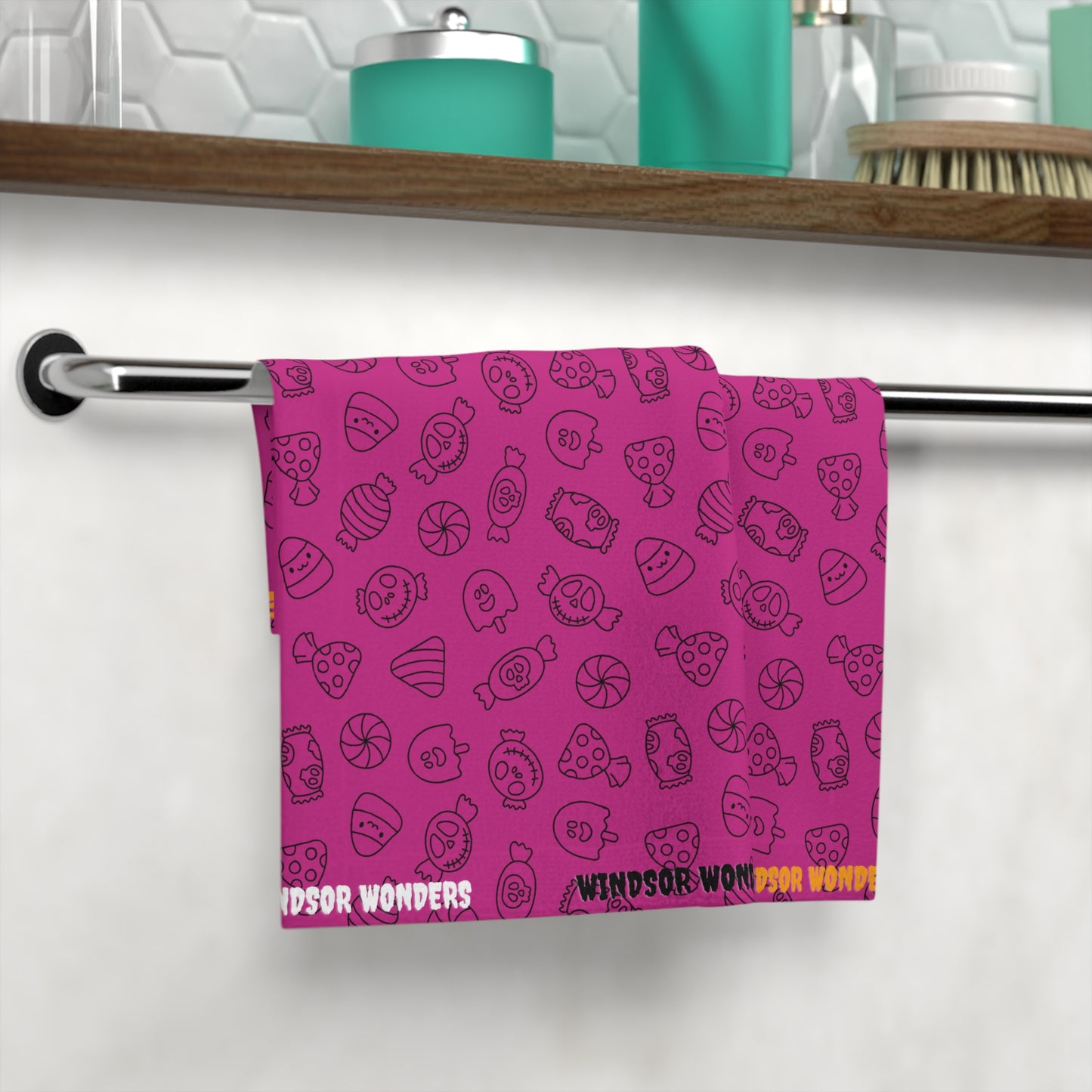 Windsor Wonders Pink Halloween Candy Face Towel