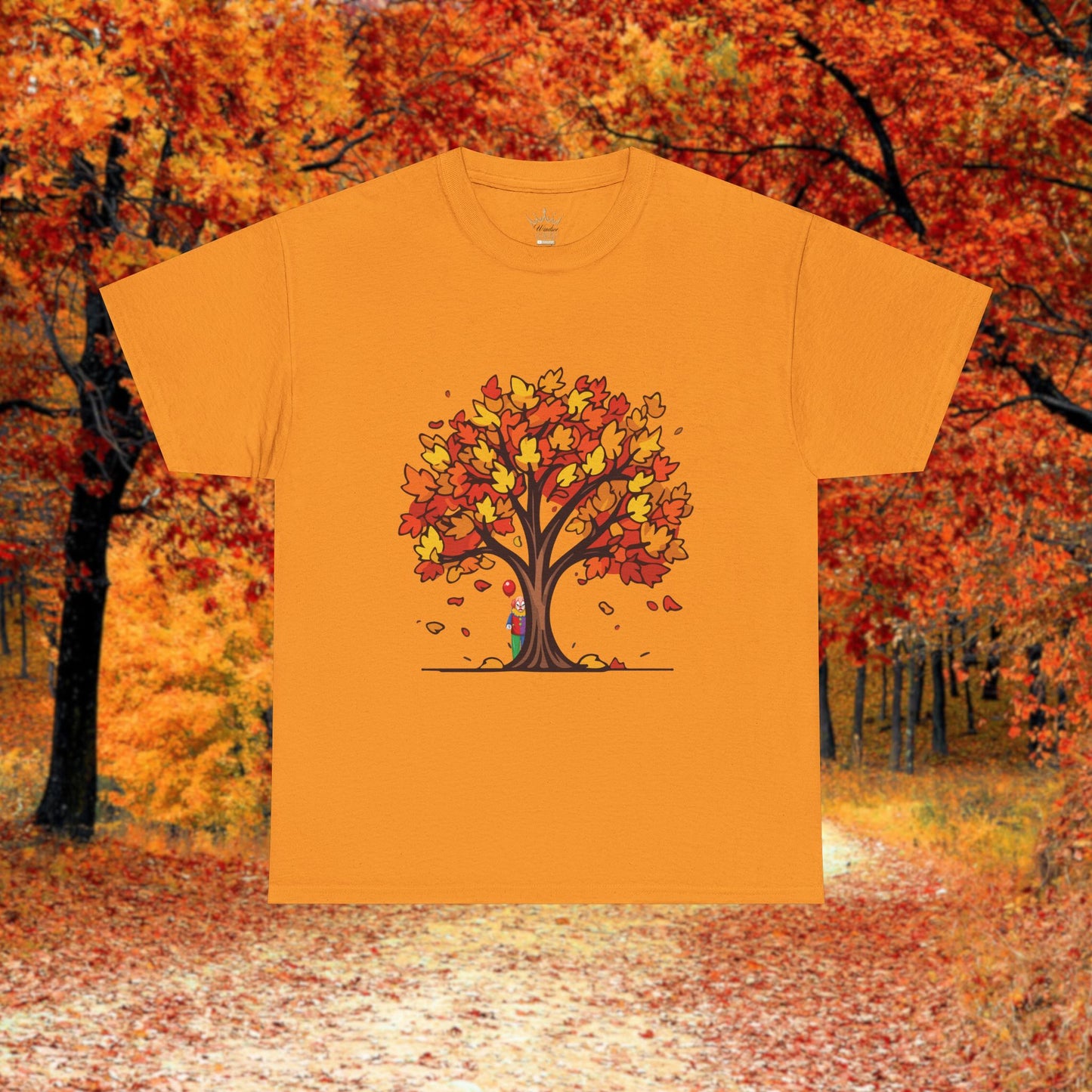 Autumn Tree Clown Tee, Unisex Cotton Shirt, Fall Fashion, Nature Lover Gift, Seasonal Wear, Thanksgiving Apparel