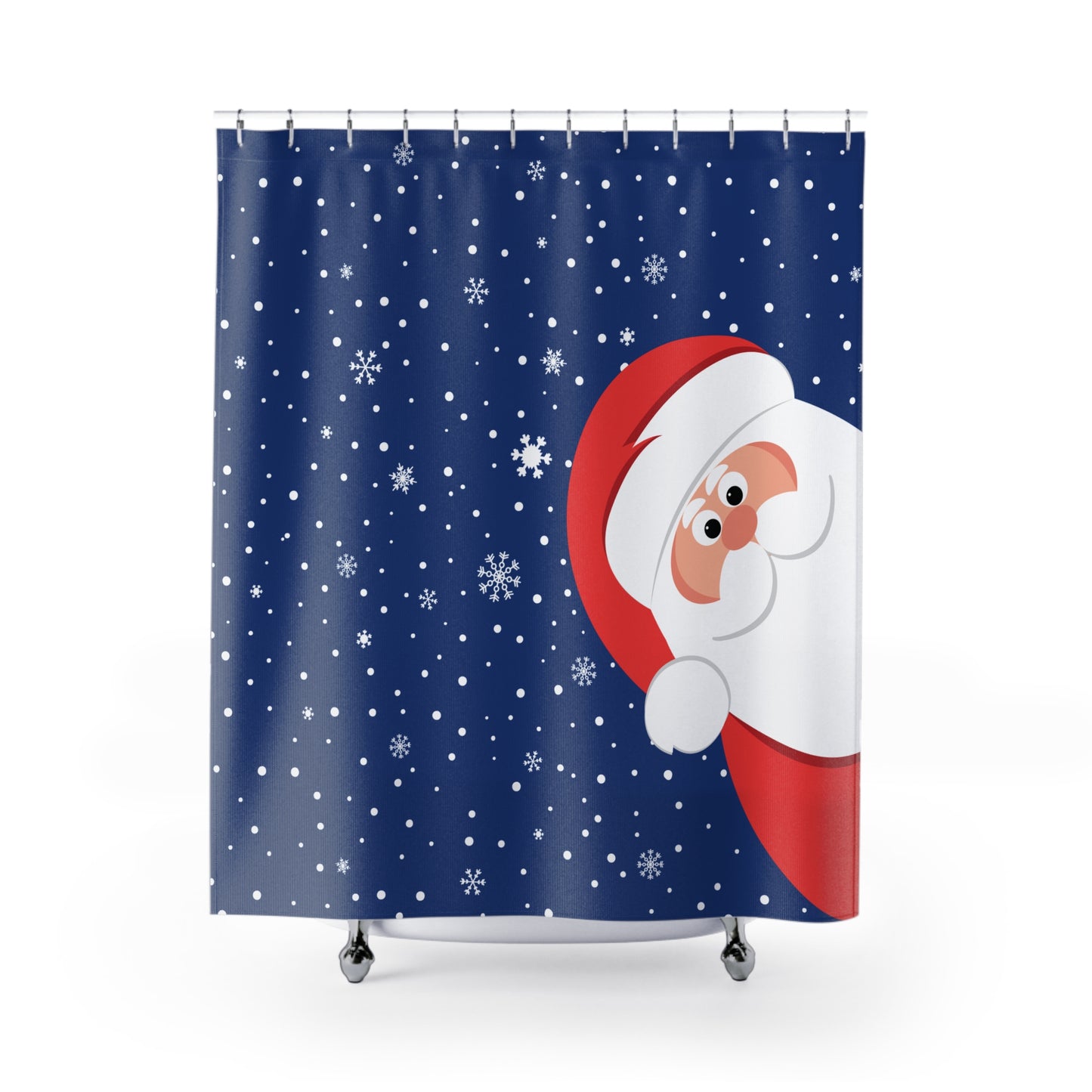 Santa's Always Watching  Dark Blue Shower Curtains