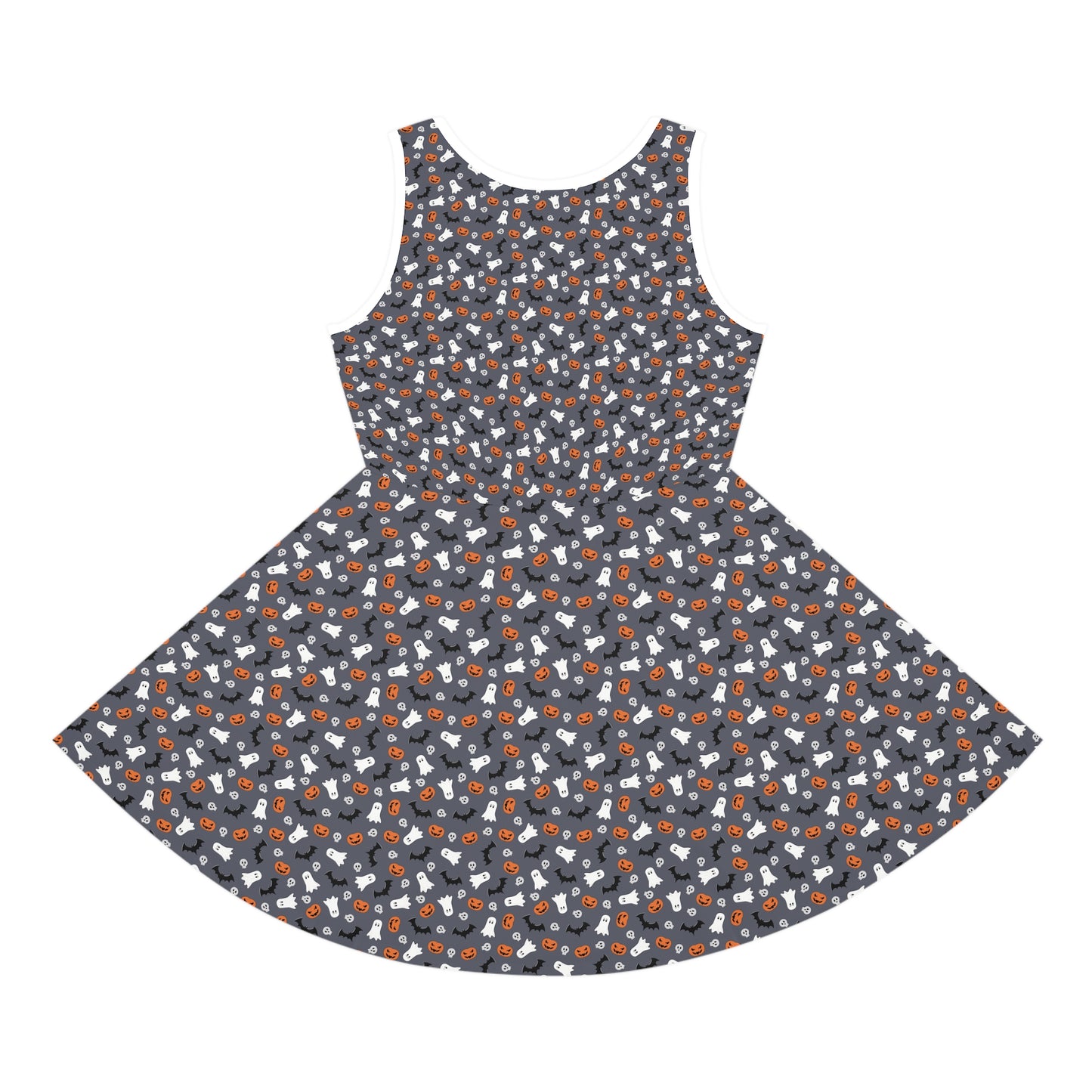 Dark Grey Halloween Girls' Sleeveless Sundress (AOP)
