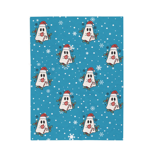 Festive Spirits Turquoise Velveteen Plush Blanket