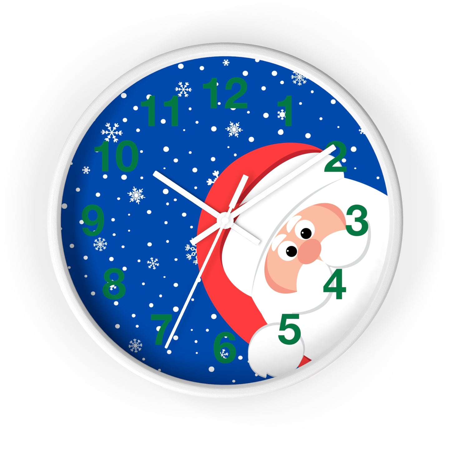 Santa's Watching Dark Blue Wall Clock