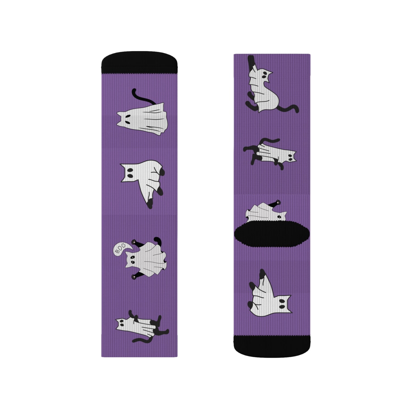 Windsor Wonders Light Purple Halloween Ghost Cats Sublimation Socks