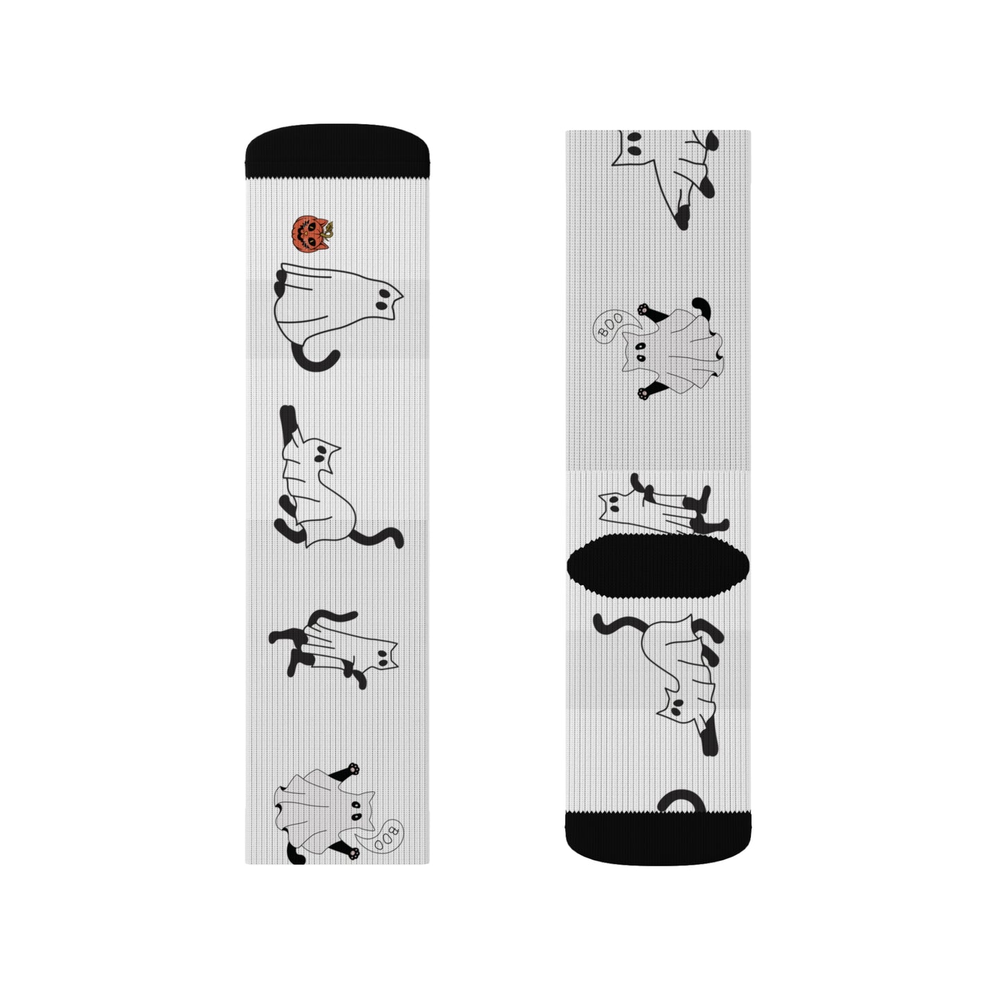 Windsor Wonders White Halloween Ghost Cats Sublimation Socks