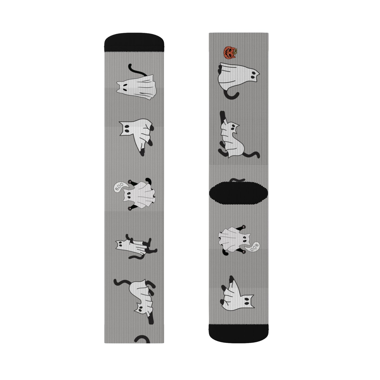Windsor Wonders Light Grey Halloween Ghost Cats Sublimation Socks