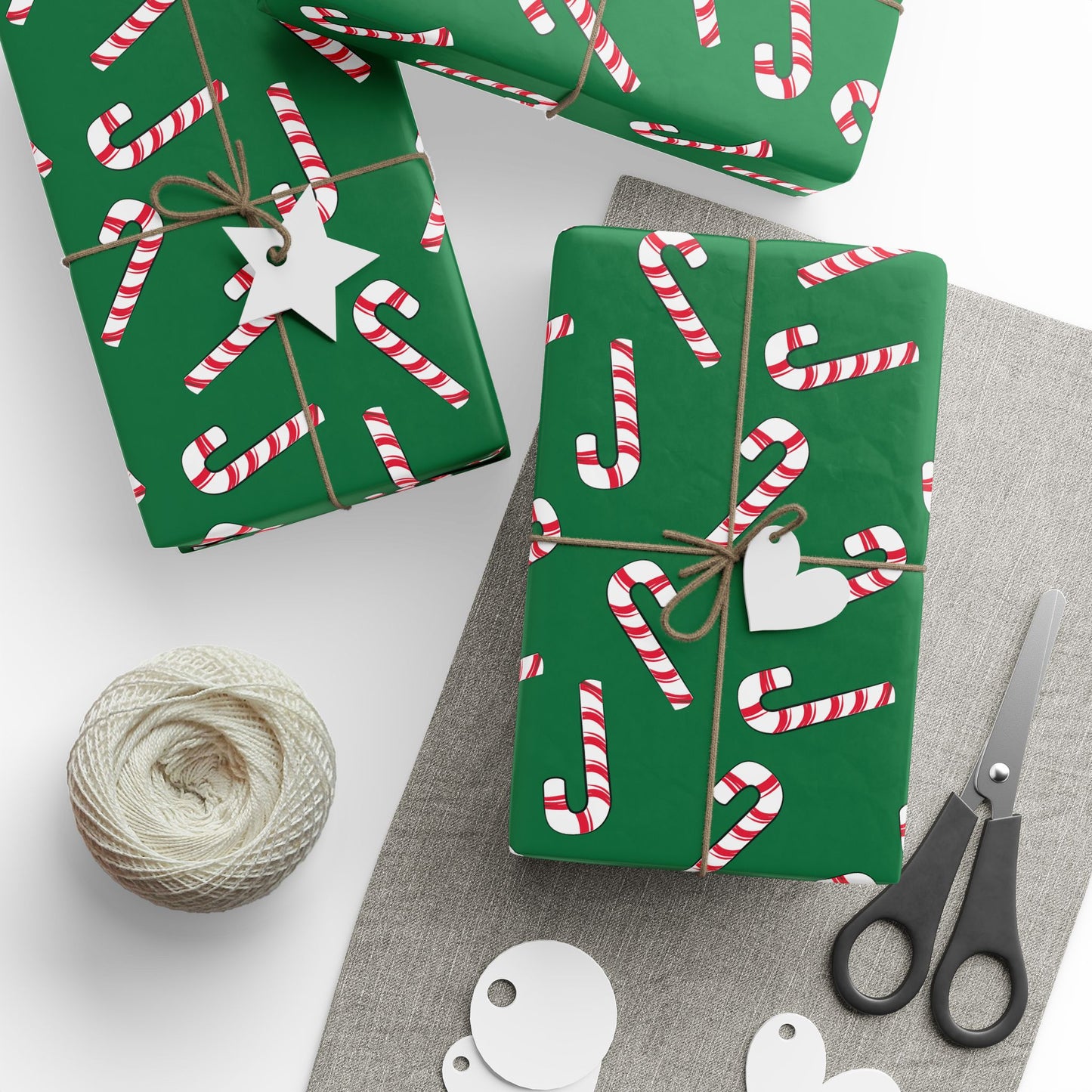 Dark Green Candy Cane Wrapping Papers
