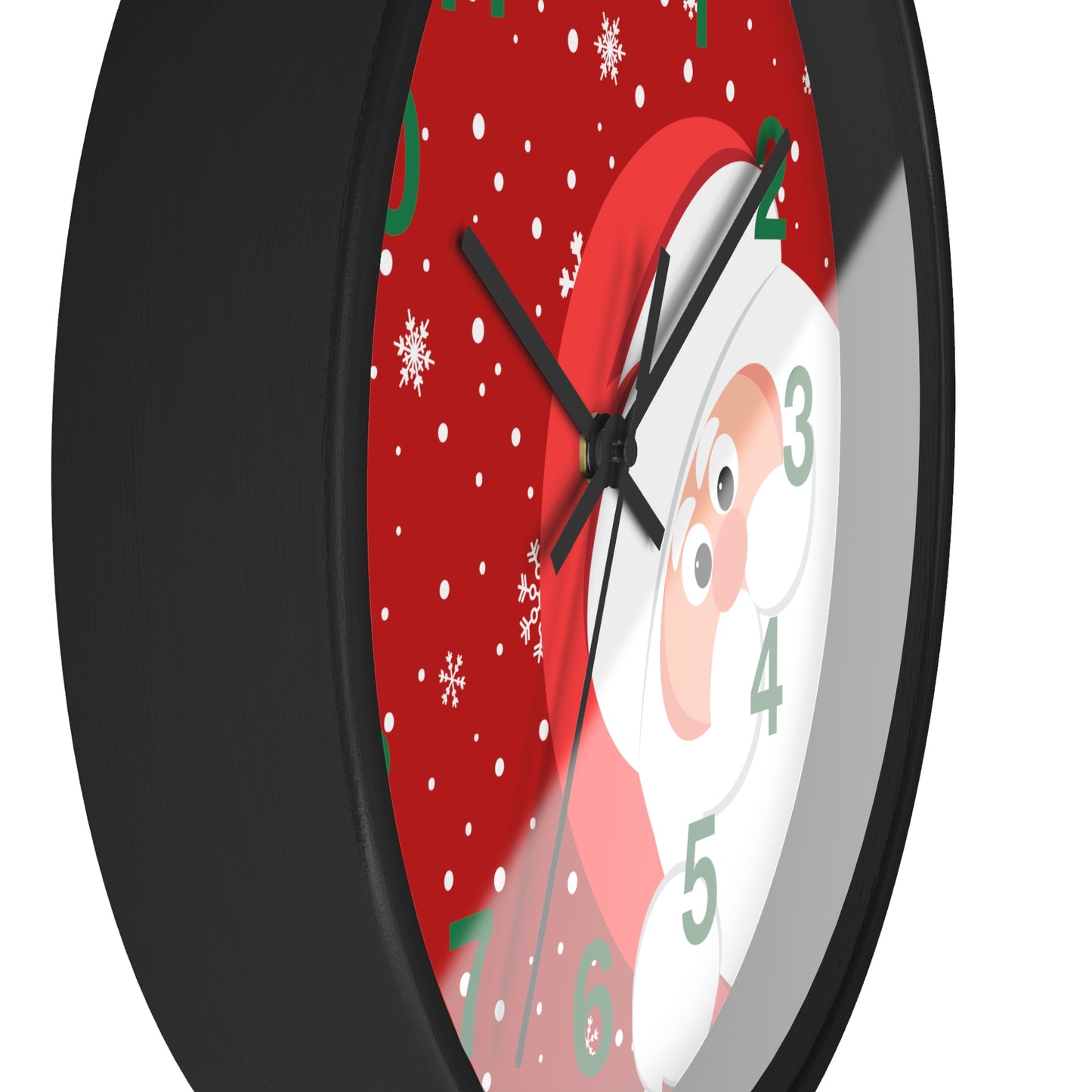 Santa's Watching Dark Red Wall Clock