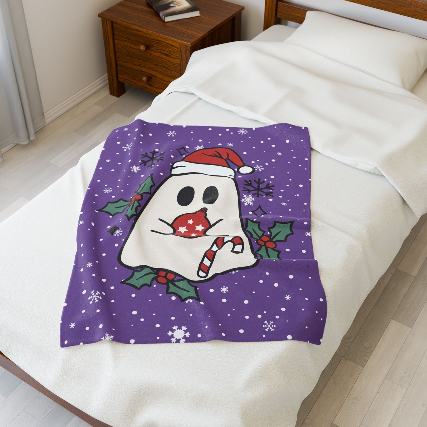 Big Festive Spirits Light Purple Velveteen Plush Blanket