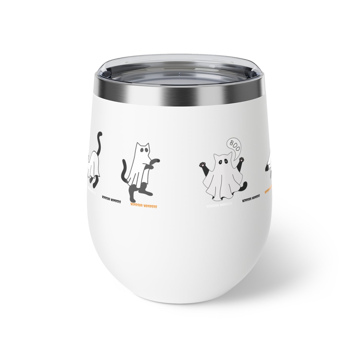 Windsor Wonders Ghost Cats Copper Vacuum Insulated Cup, 12oz