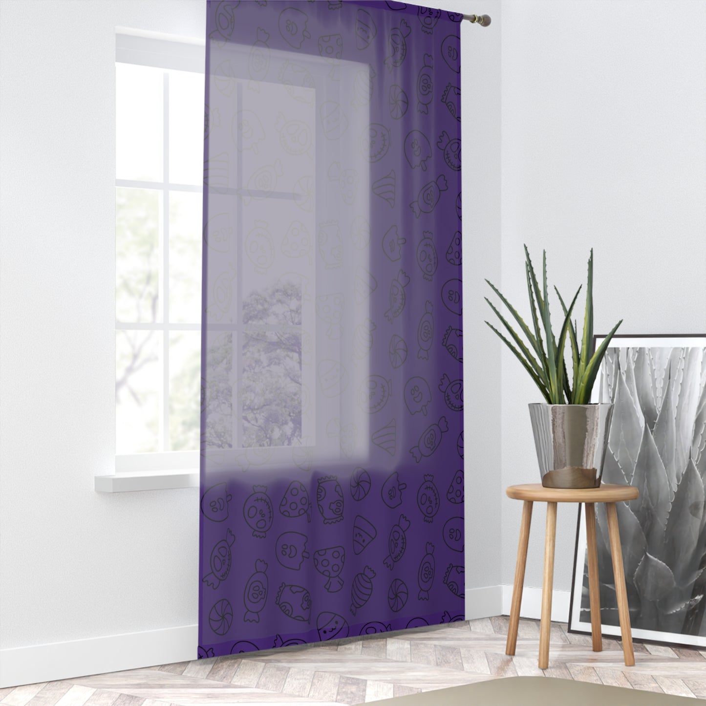 Windsor Wonders Purple Halloween Candy Window Curtain