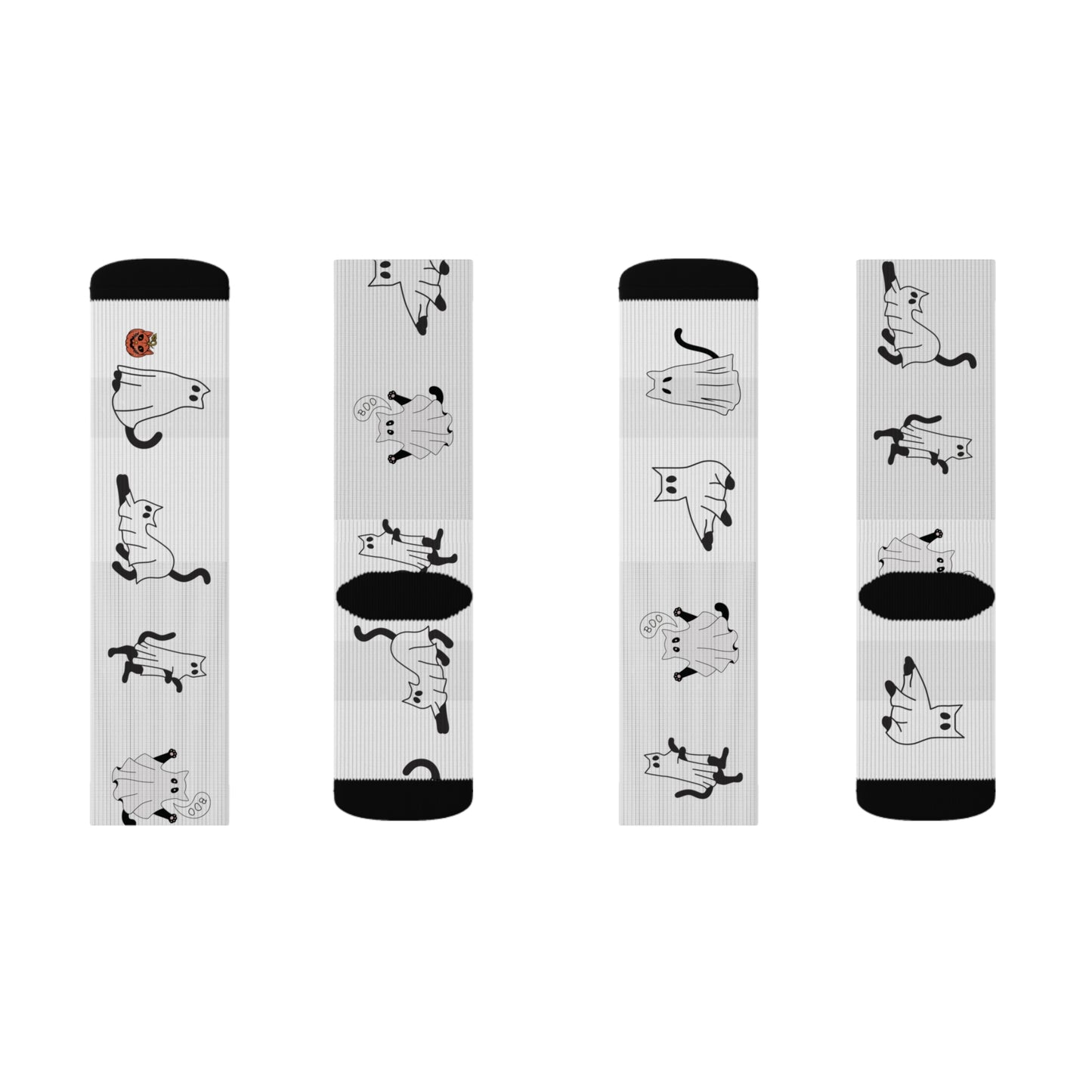 Windsor Wonders White Halloween Ghost Cats Sublimation Socks