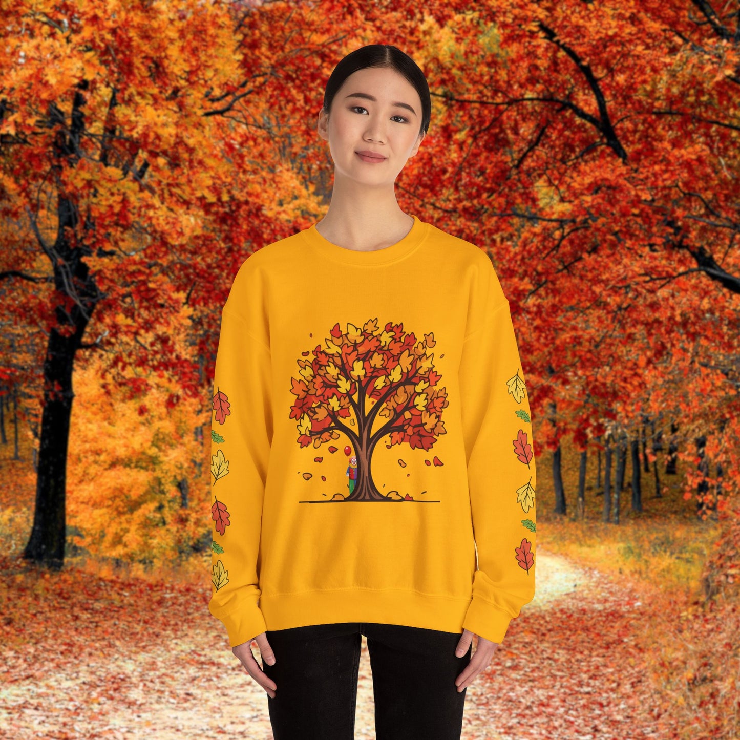 Autumnal Leaves Sweatshirt - Cozy Fall Crewneck for Nature Lovers, Perfect Gift for Thanksgiving, Casual Wear, and Seasonal Celebrations